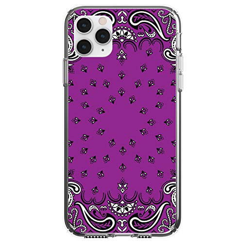Bandana Print - Purple, Black, White On Clear Case