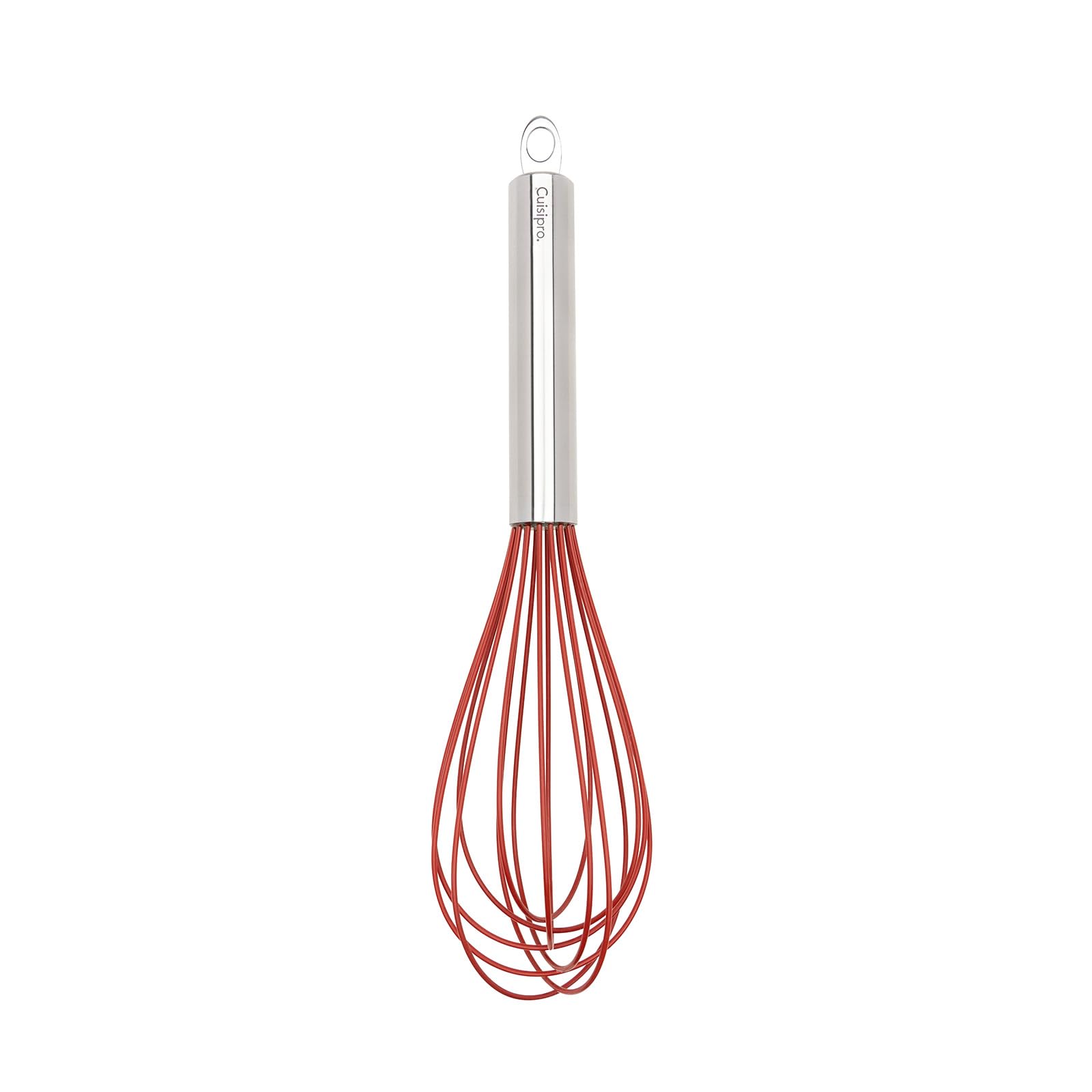 Cuisipro 12-Inch Silicone Piano Whisk - Red - Professional Kitchen Tool for Baking, Mixing, and Whisking - Perfect for Cakes, Sauces, and Desserts