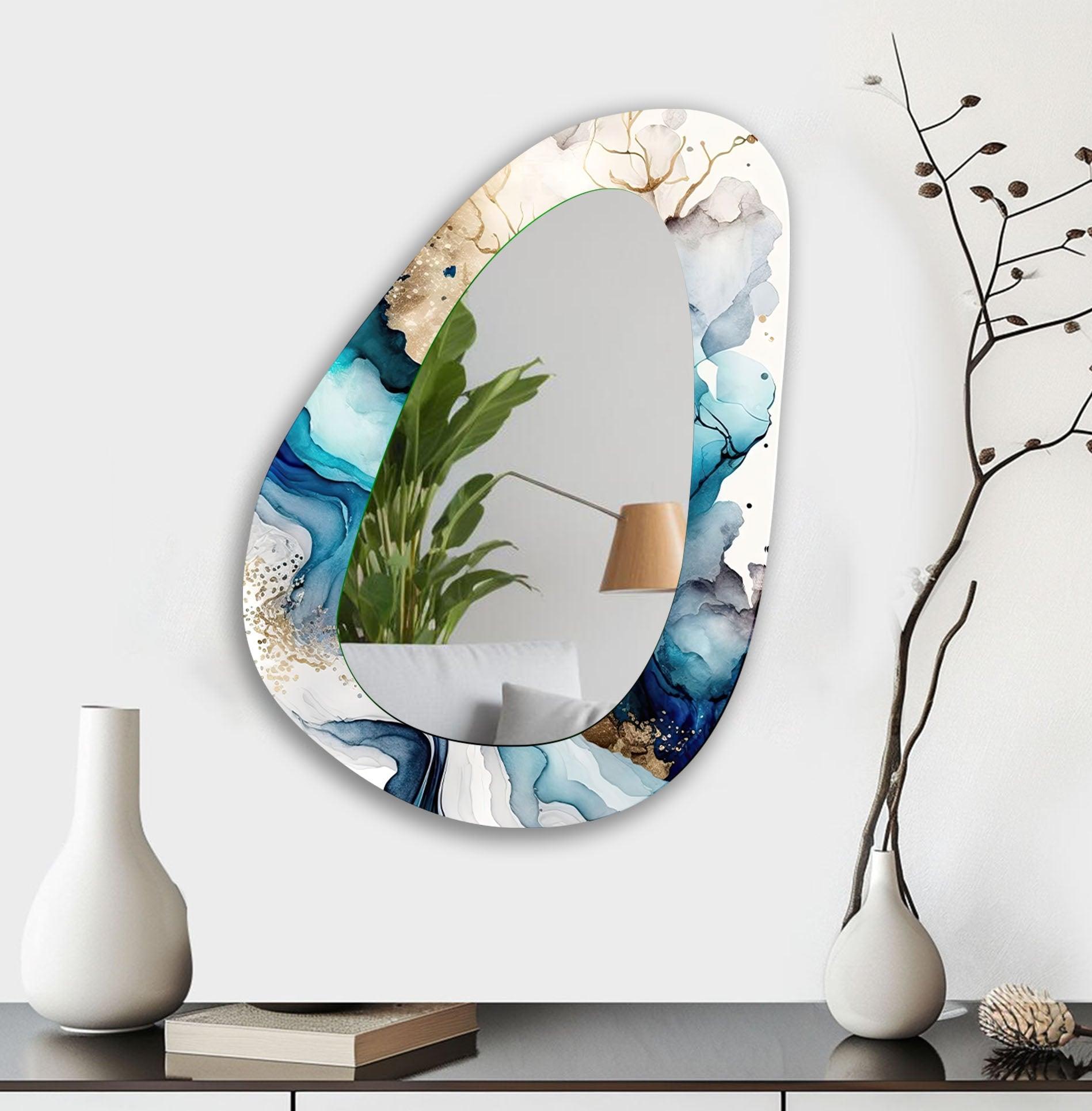 Modern Asymmetrical Wall Mirror - Unique Decorative Mirror for Living Room, Bedroom, Entryway - Adds Contemporary Style to Any Space