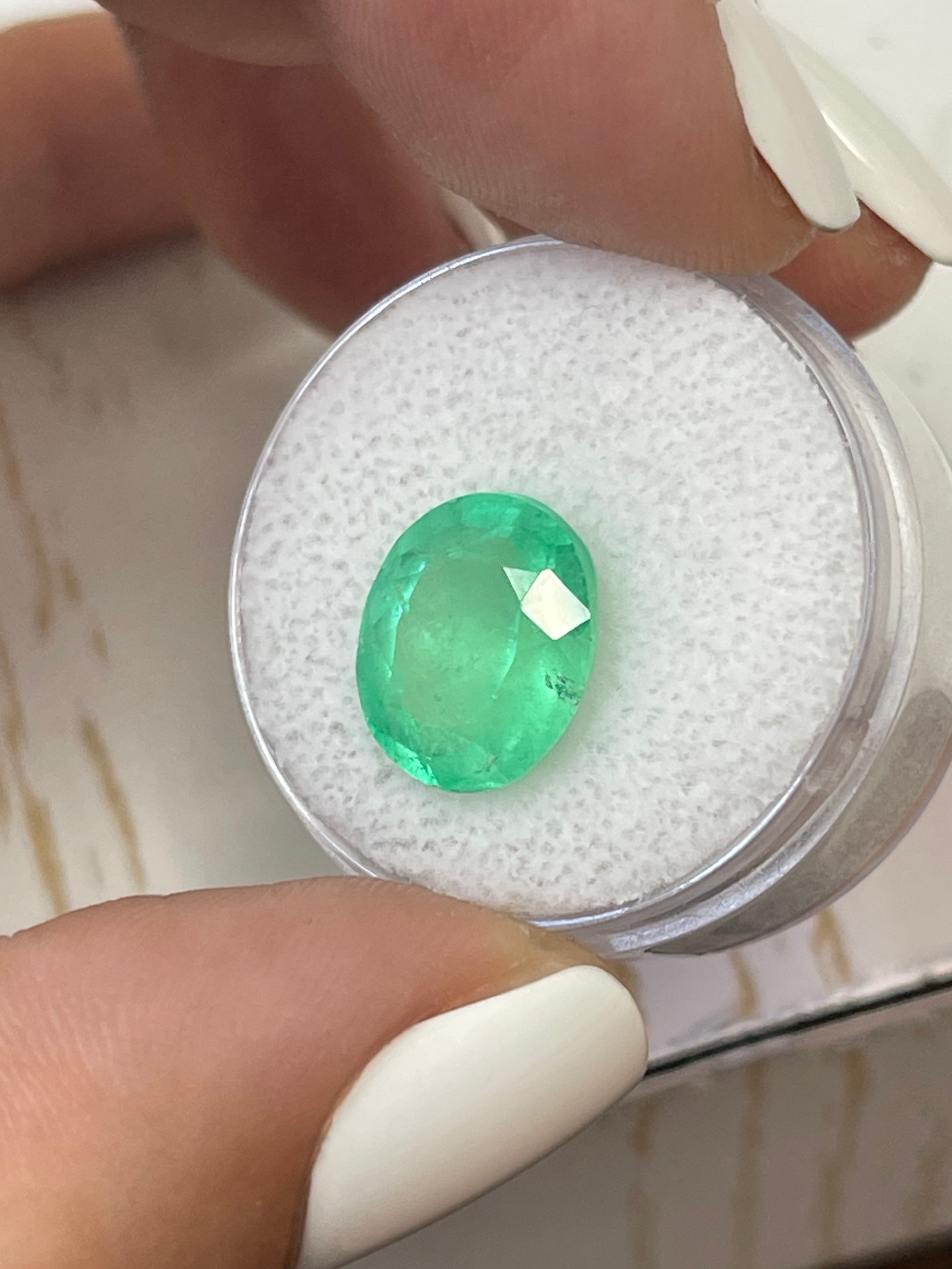 5.21 Carat 12x10mm Yellowish Green Natural Loose Colombian Emerald Oval Cut Gemstone for Jewelry Making, Engagement Rings & Luxury Collections