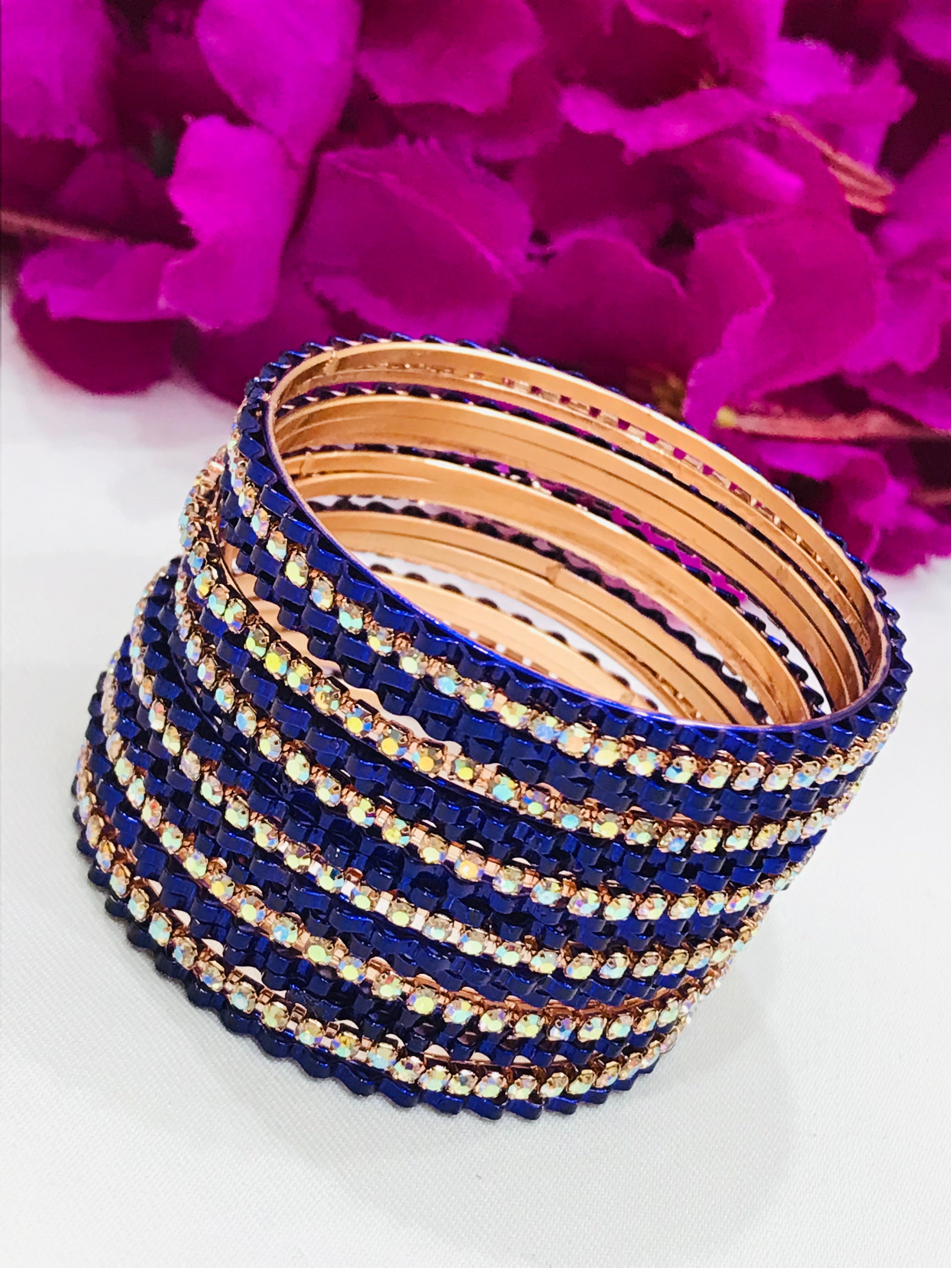 Stylish Blue Designer Metal Bangles for Women & Girls - Perfect for Parties, Weddings & Everyday Fashion Accessories