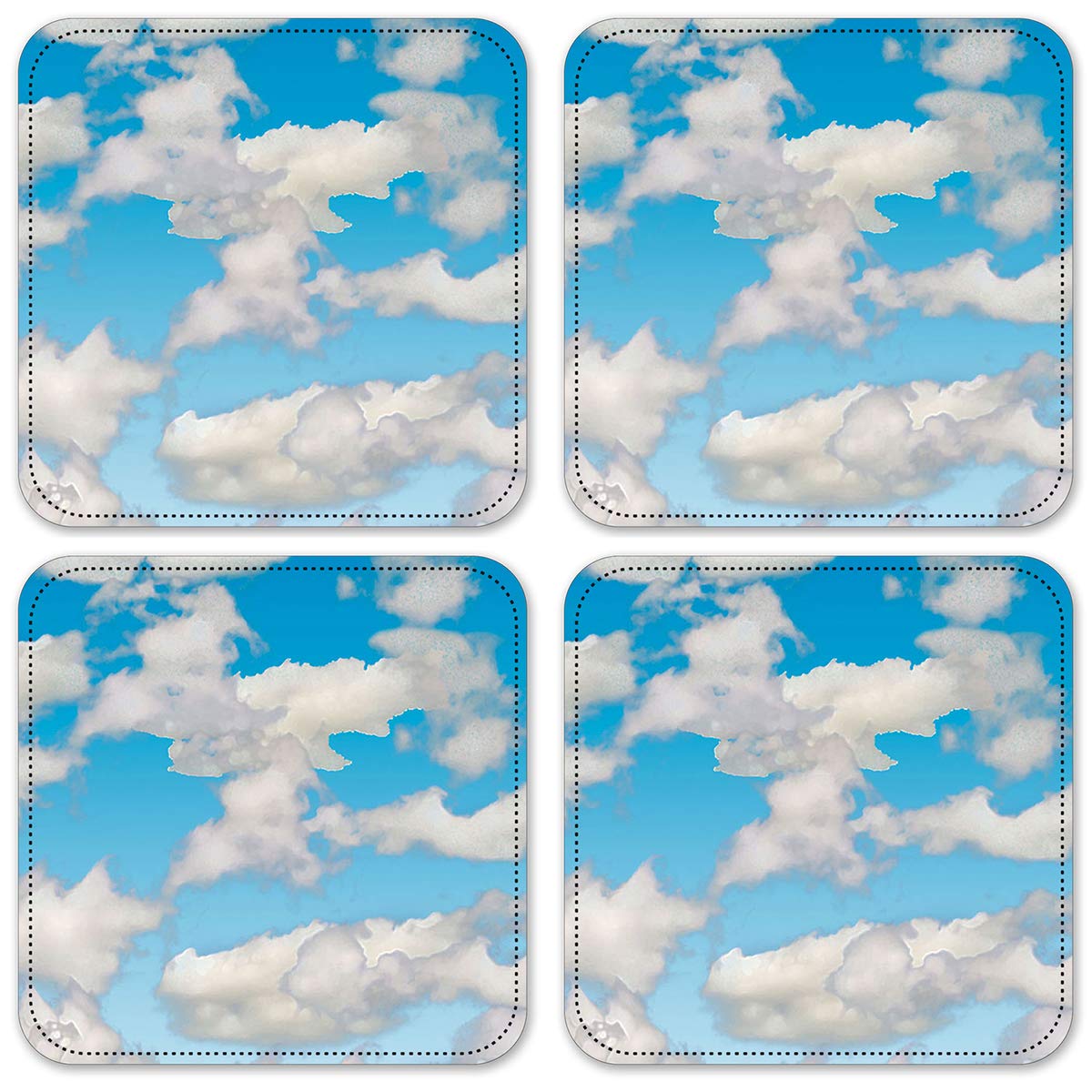 Vinyl Drink Coasters Set of 4 - Non-Slip Cloud Design Coasters for Coffee Tables, Bars & Home Decor - Waterproof & Durable Table Protectors for Hot & Cold Beverages