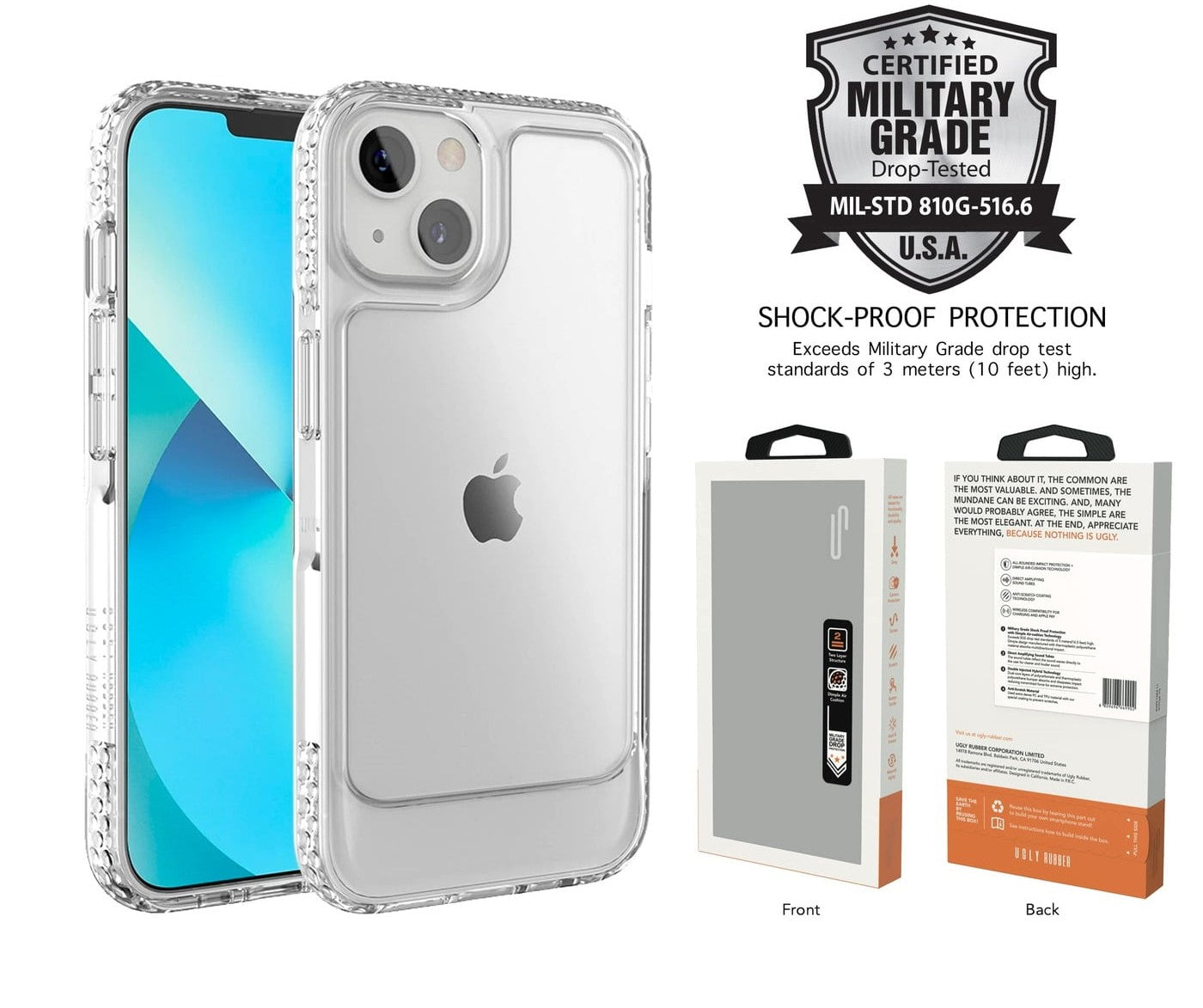 Durable Clear Rubber U-Shaped Bumper Case for iPhone 13 Mini - Slim Protective Cover for Everyday Use & Outdoor Activities