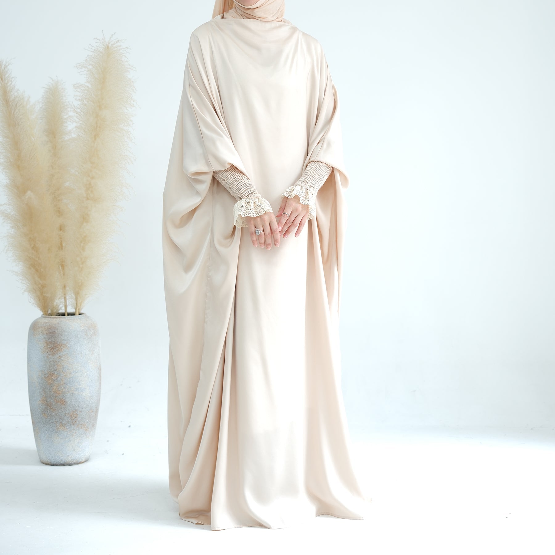 Marwa Satin Jilbab - Premium Linen Hijab for Women - Perfect for Prayer, Work & Everyday Wear