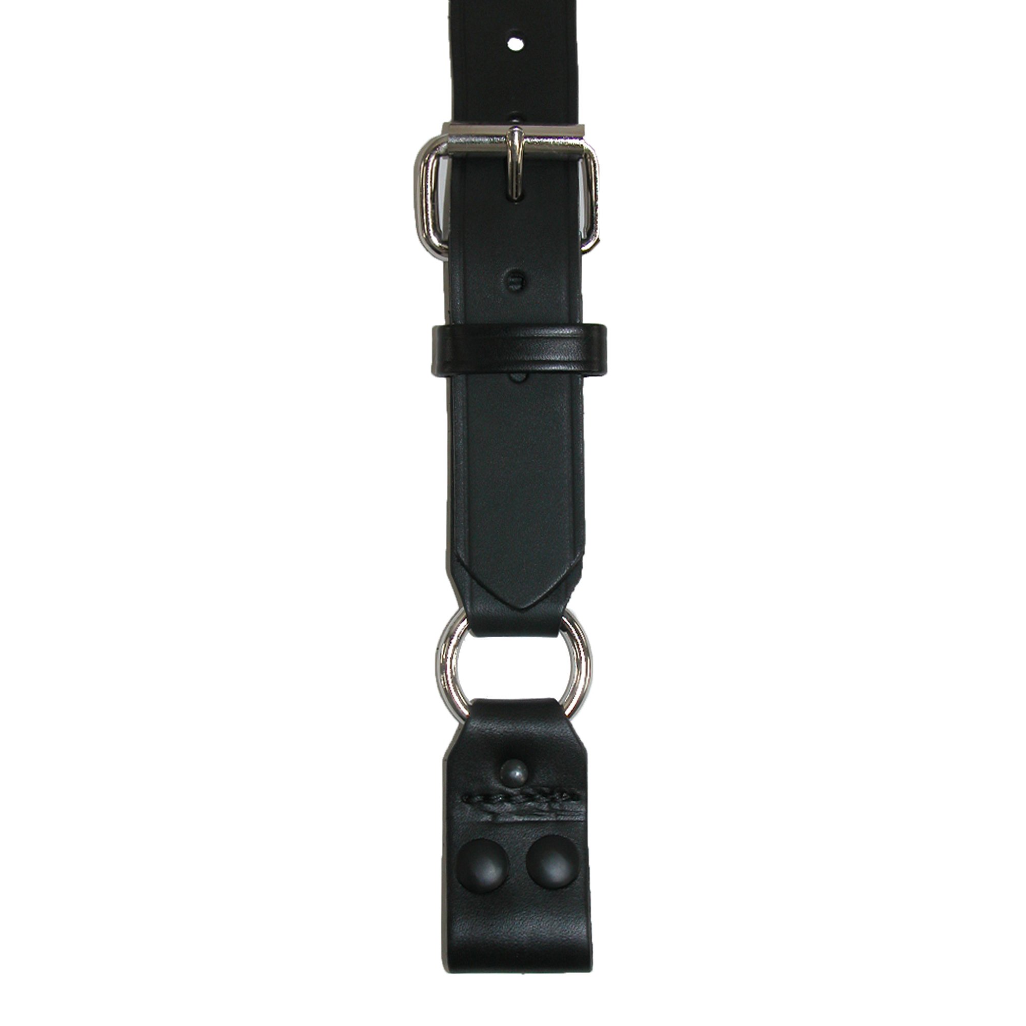 Boston Leather Fireman Work Suspenders with Loop Ends - Durable Black Leather Suspenders for Firefighters, Construction & Outdoor Work