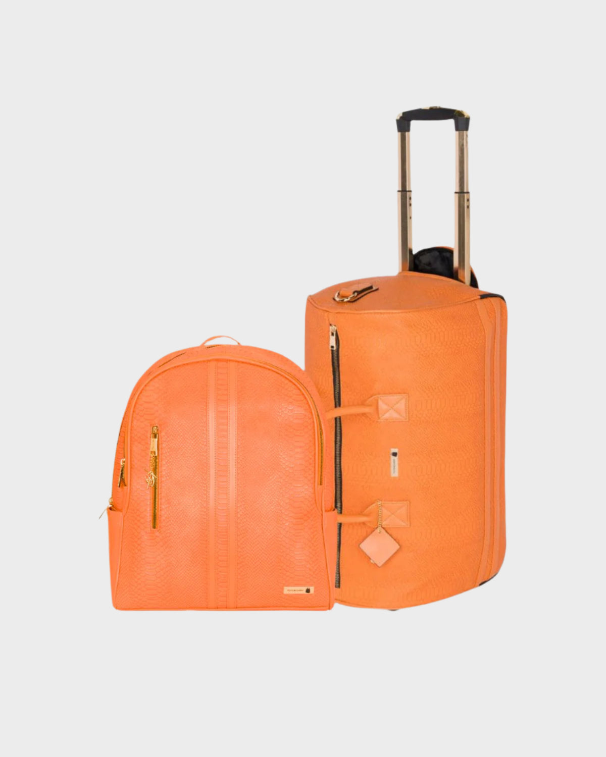 Apollo 1 Backpack & Rolling Duffle Bag Set in Tangerine Orange - Travel Luggage Combo for Business Trips, Gym, School & Weekend Getaways