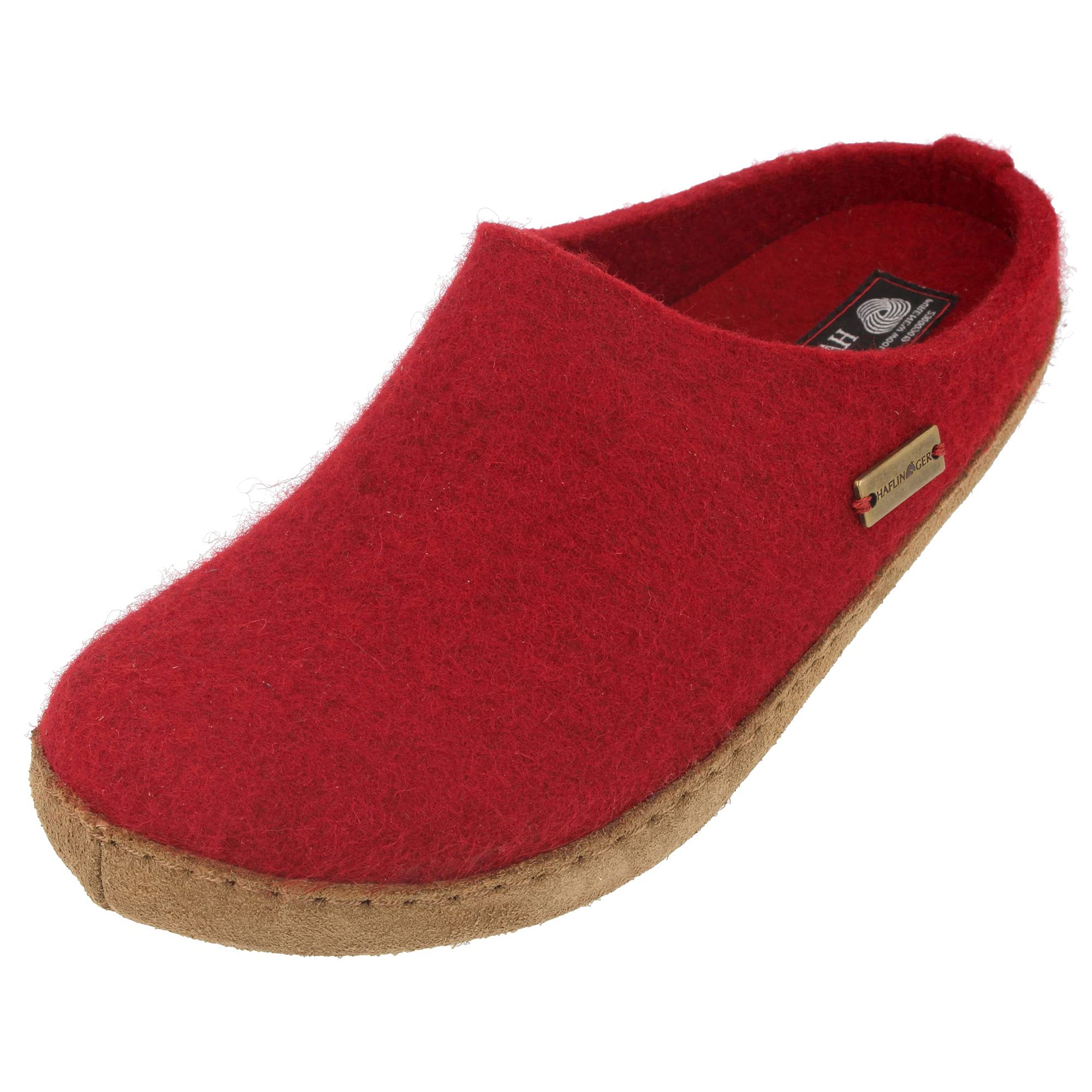 HAFLINGER Unisex Emils Wool Felt Slide Slippers - Comfortable House Shoes for Men & Women, Chili Red Color, Size 8.5-9 US Women - Perfect for Indoor Relaxation, Spa Days & Cozy Home Wear