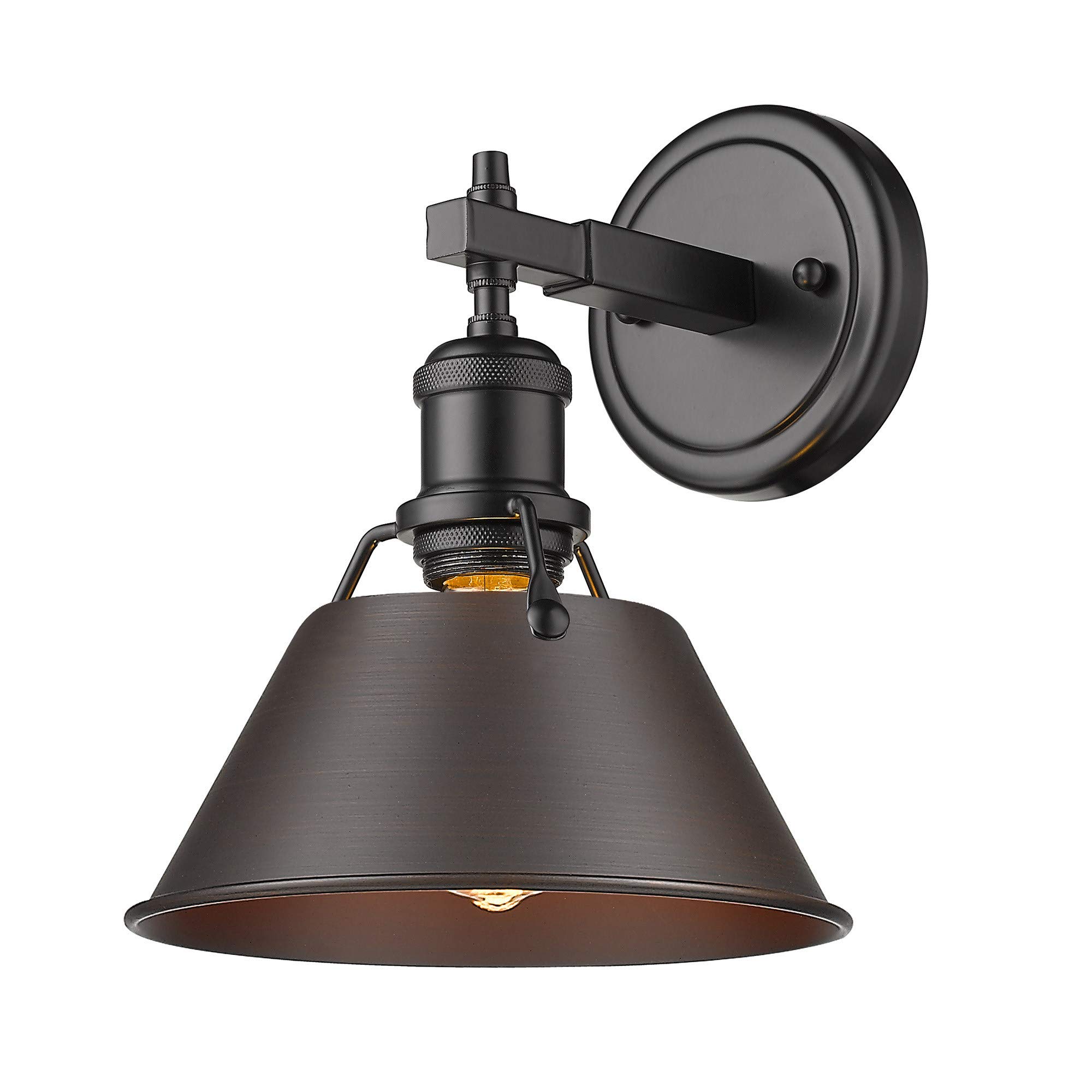 Golden Lighting 3306-BA1 BLK-PW Orwell Bath Vanity Light Fixture - Matte Black with Pewter Shade - Modern Bathroom Vanity Lighting for Mirrors - Perfect for Bathroom Renovation & Home Decor