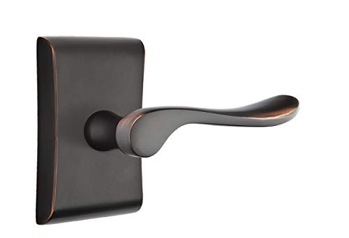 EMTEK Luzern Lever Concealed Fastener Privacy Door Handle Set - Oil Rubbed Bronze Finish - Matching Neos Rosette - 7 Finish Options (C5211LUUS10B) - Perfect for Bedroom, Bathroom & Office Privacy Doors