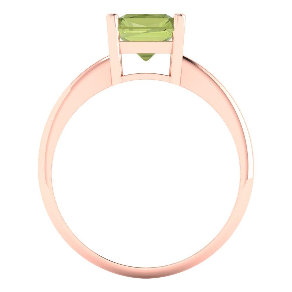 2.5ct Natural Peridot Radiant Cut Solitaire Ring - 18K Rose Gold Engagement Wedding Bridal Promise Anniversary Jewelry - Perfect for Proposals, Vow Renewals & Special Occasions