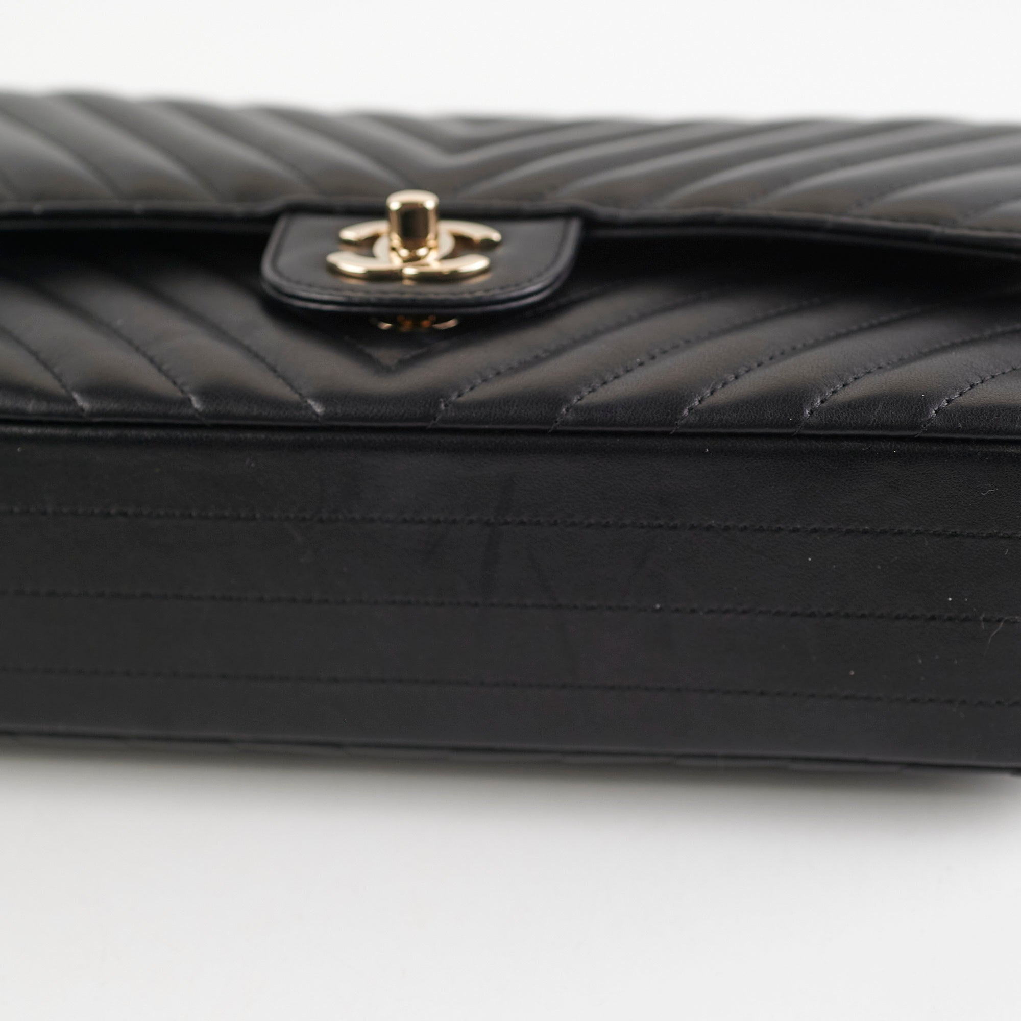 Chanel Medium/Large Chevron Classic Flap Bag in Black | Luxury Designer Handbag for Women | Perfect for Evening Events, Parties & Special Occasions