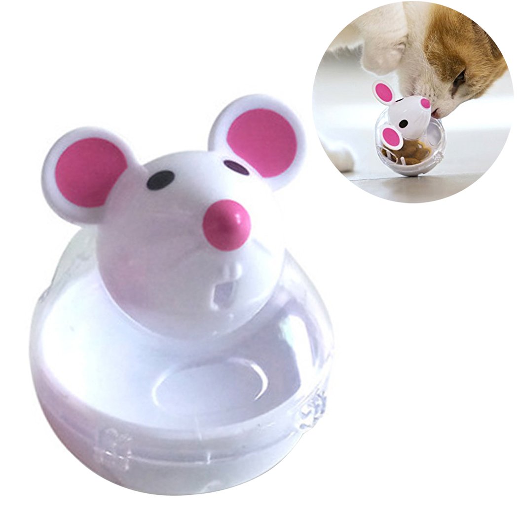Slow Feed Cat Food Tumbler - Interactive Pet Treat Ball Toy Feeder for Cats - Fun Puzzle Feeder for Portion Control & Mental Stimulation - Perfect for Indoor Cats & Boredom Relief