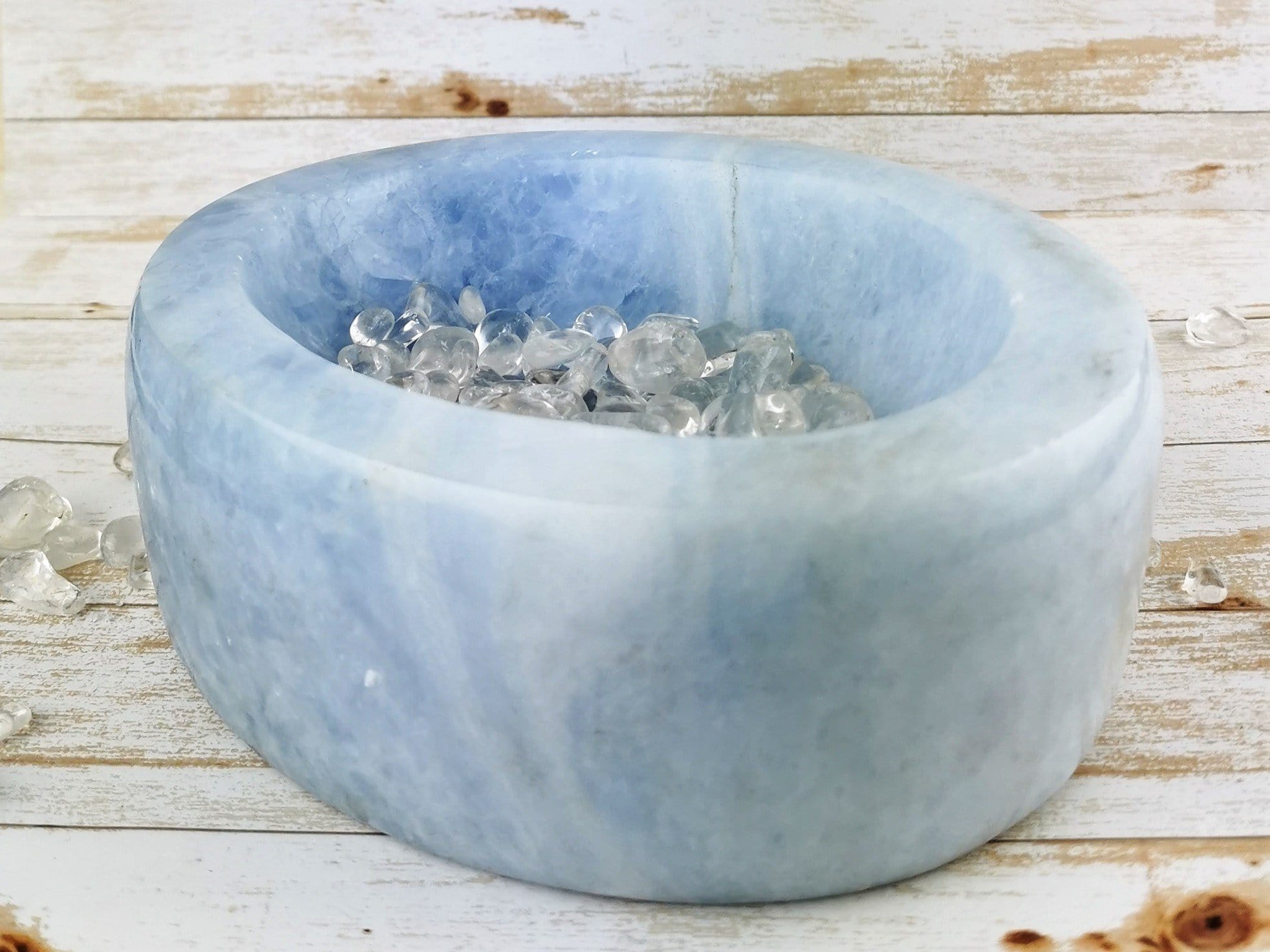 Blue Calcite Bowl - Natural Healing Crystal Bowl for Meditation, Home Decor & Energy Cleansing | Perfect for Yoga, Feng Shui & Spiritual Gifts