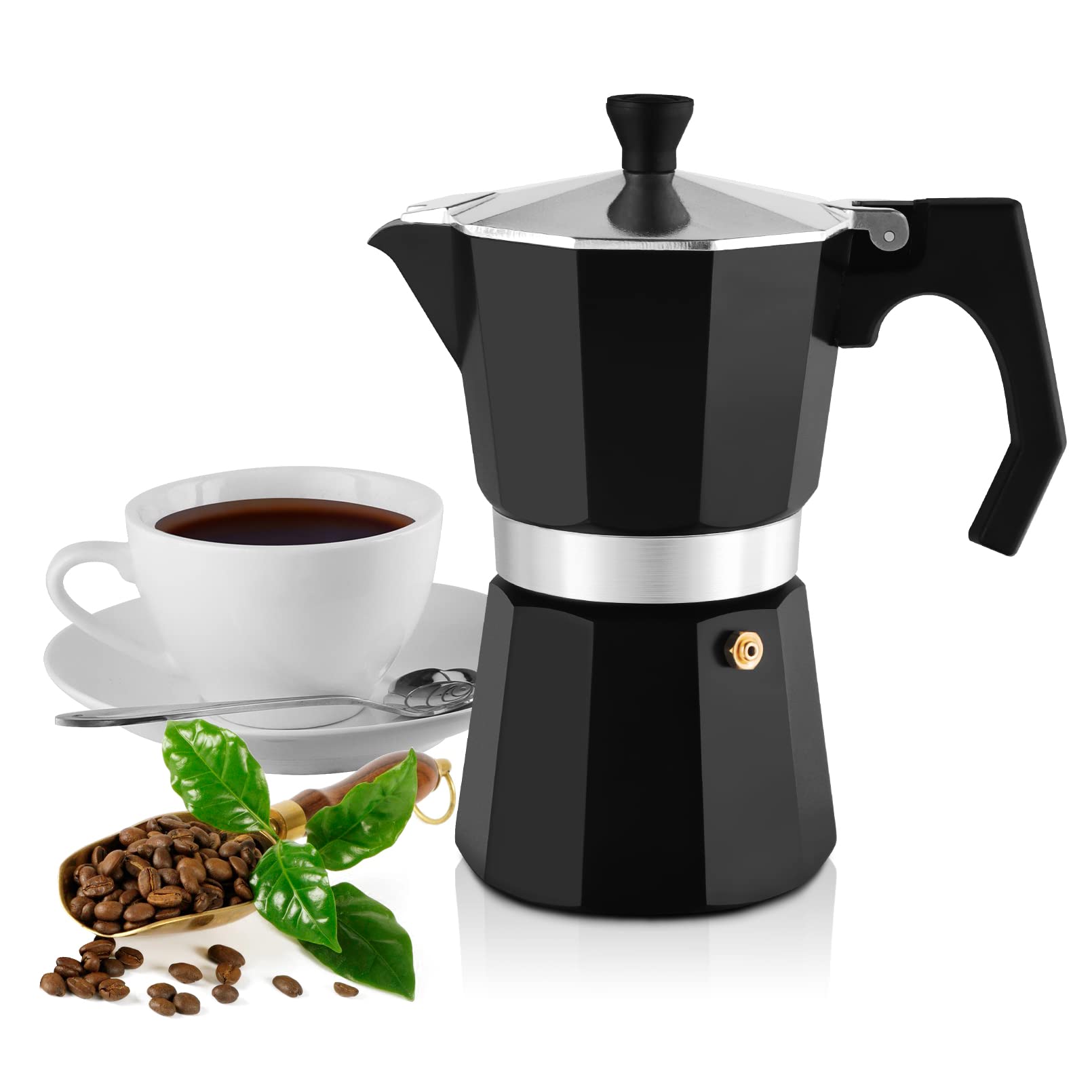 Stovetop Moka Pot - 6 Cup Espresso Maker for Cuban & Italian Coffee | Home & Office Use