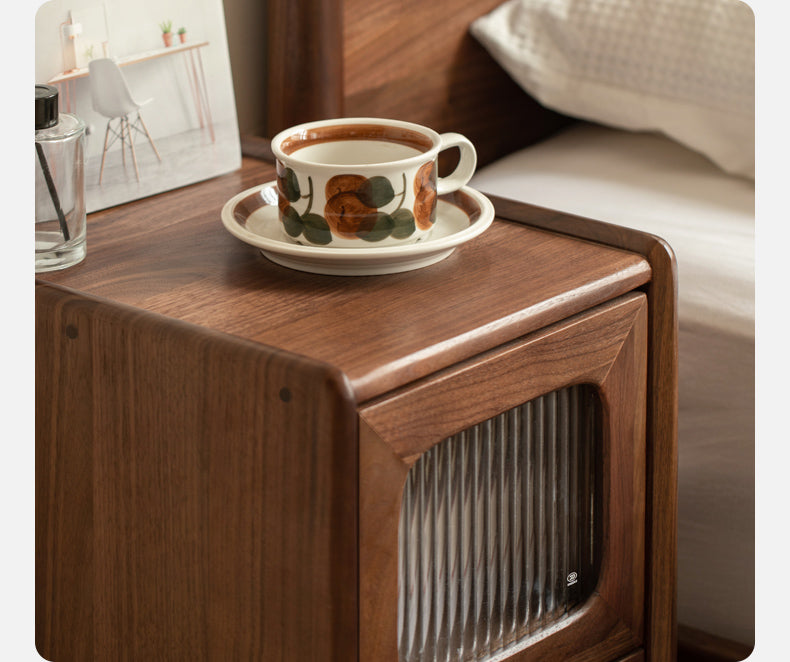 Solid Black Walnut Nightstand - Ultra Narrow Bedside Table with Calpa Wood - Perfect for Small Spaces, Apartments & Modern Bedrooms