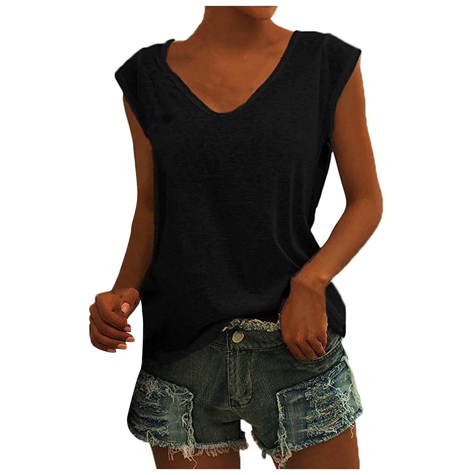 Trendy Women's Summer Tops 2023 - Breathable Cap Sleeve Casual Shirts & Loose Fit Tank Tops for Women - Perfect for Beach, Vacation and Everyday Wear