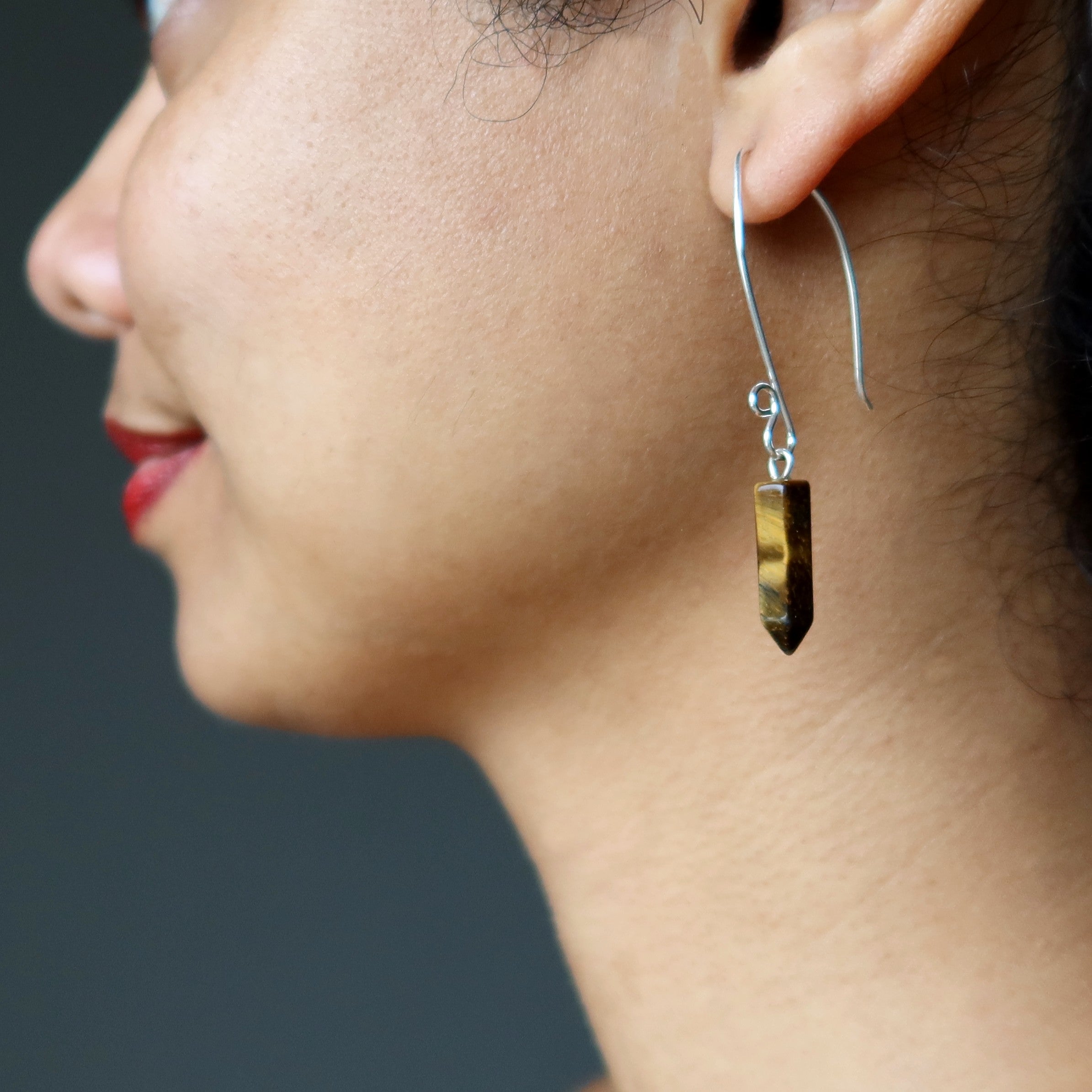 Tigers Eye Earrings - Handmade Hill Tribe Silver Jewelry for Women, Natural Stone Dainty Studs for Success & Good Luck | Perfect for Office Wear, Gifts & Spiritual Healing