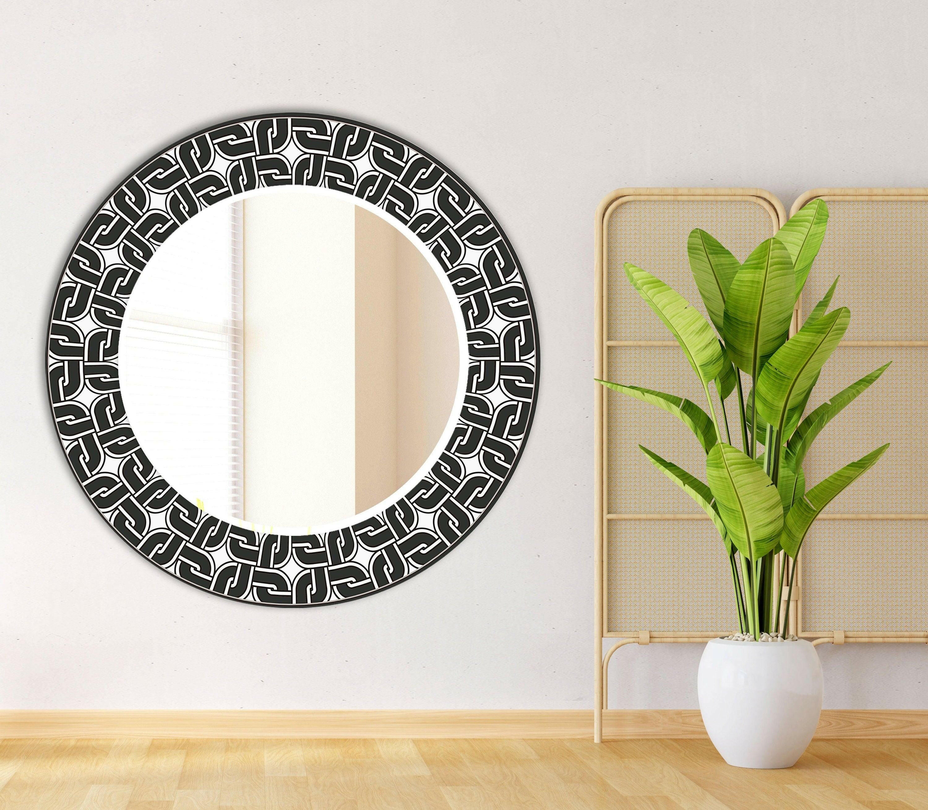 Stylish Black Round Wall Mirror - Decorative Home Decor for Living Room, Bedroom & Bathroom - Perfect for Vanity, Entryway & Modern Interior Design