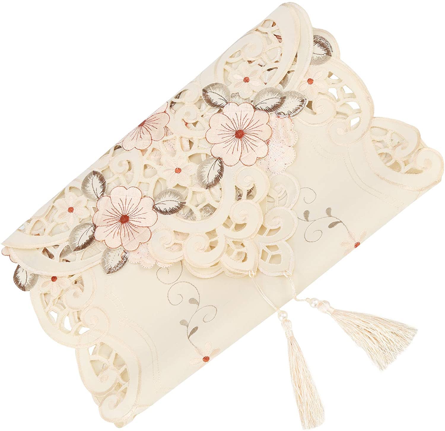 Luxury Embroidered Polyester Table Runners - Elegant Table Linens for Country, Outdoor, Wedding Party Decorations - Perfect for Dining Room, Banquet, and Special Event Table Settings