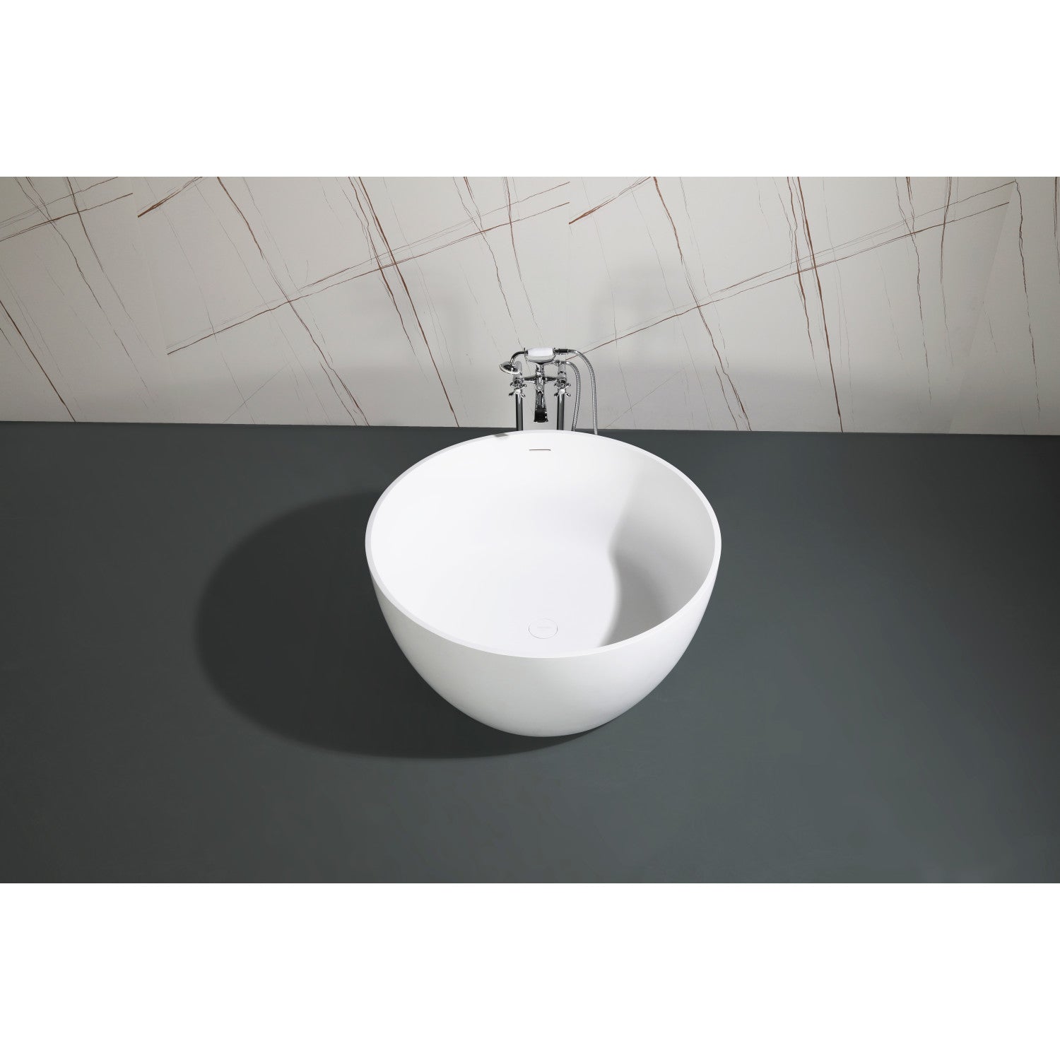 Arcticstone VRTRO454523 45-Inch Freestanding Acrylic Bathtub - Double Ended Round Soaking Tub with Drain - Matte White Finish for Modern Bathroom & Spa Relaxation