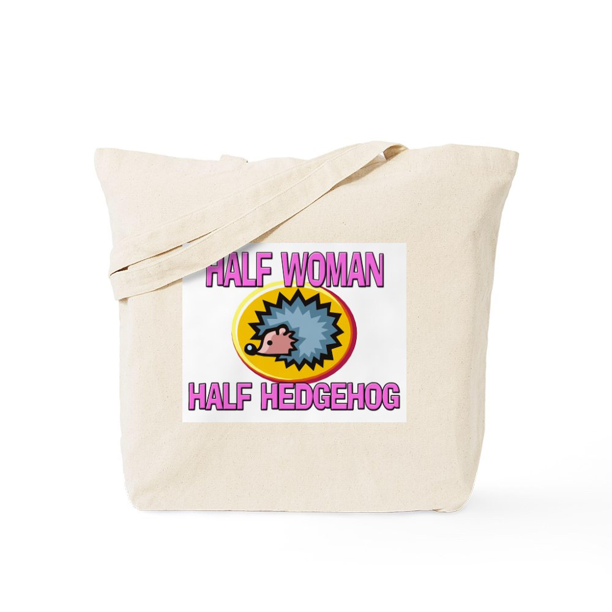 Half Woman Half Hedgehog Tote Bag - Natural Canvas Reusable Shopping Bag for Groceries, Beach & Everyday Use | Eco-Friendly & Durable