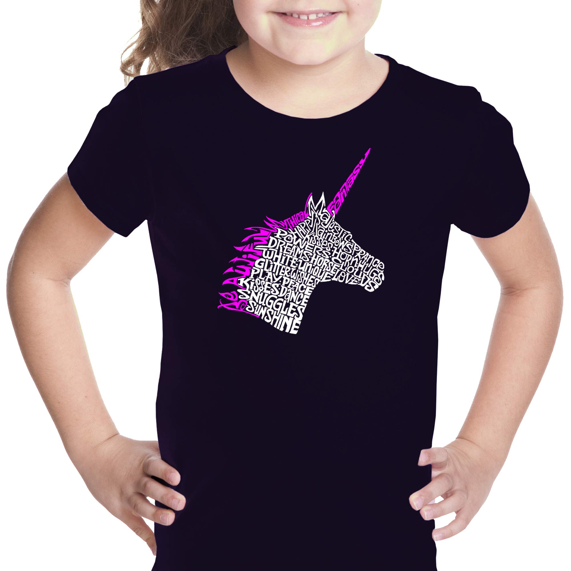LA POP ART Unicorn Word Art T-Shirt for Girls | Trendy Graphic Tee for School, Parties & Everyday Wear
