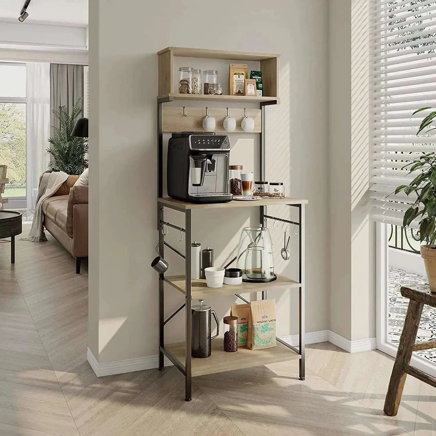Bestier 5-Tier Microwave Stand with Storage - Space Saving Kitchen Organizer, Coffee Bar Table for Small Apartments - Perfect for Kitchen Counter, Pantry or Dorm Room Organization