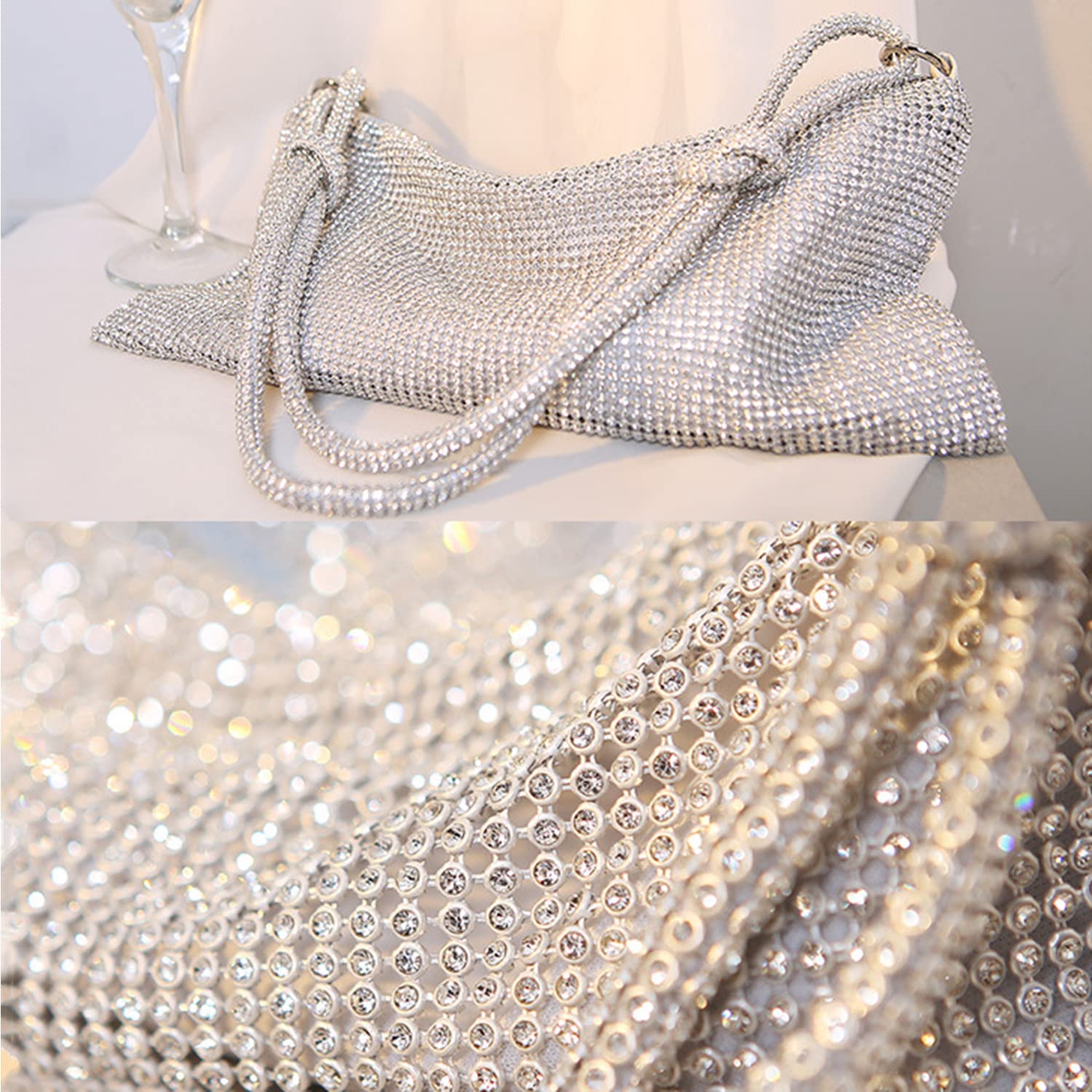 Sparkly Rhinestone Evening Clutch Purse for Women - Elegant Crystal Bling Shoulder Bag & Handbag for Parties, Weddings, and Special Occasions