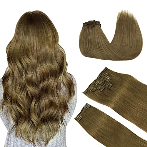 DoORES Clip in Hair Extensions 18 Inch 9pcs 150g - 100% Real Human Remy Hair, Medium Brown, Silky Straight & Thick - Perfect for Daily Wear, Parties & Special Occasions