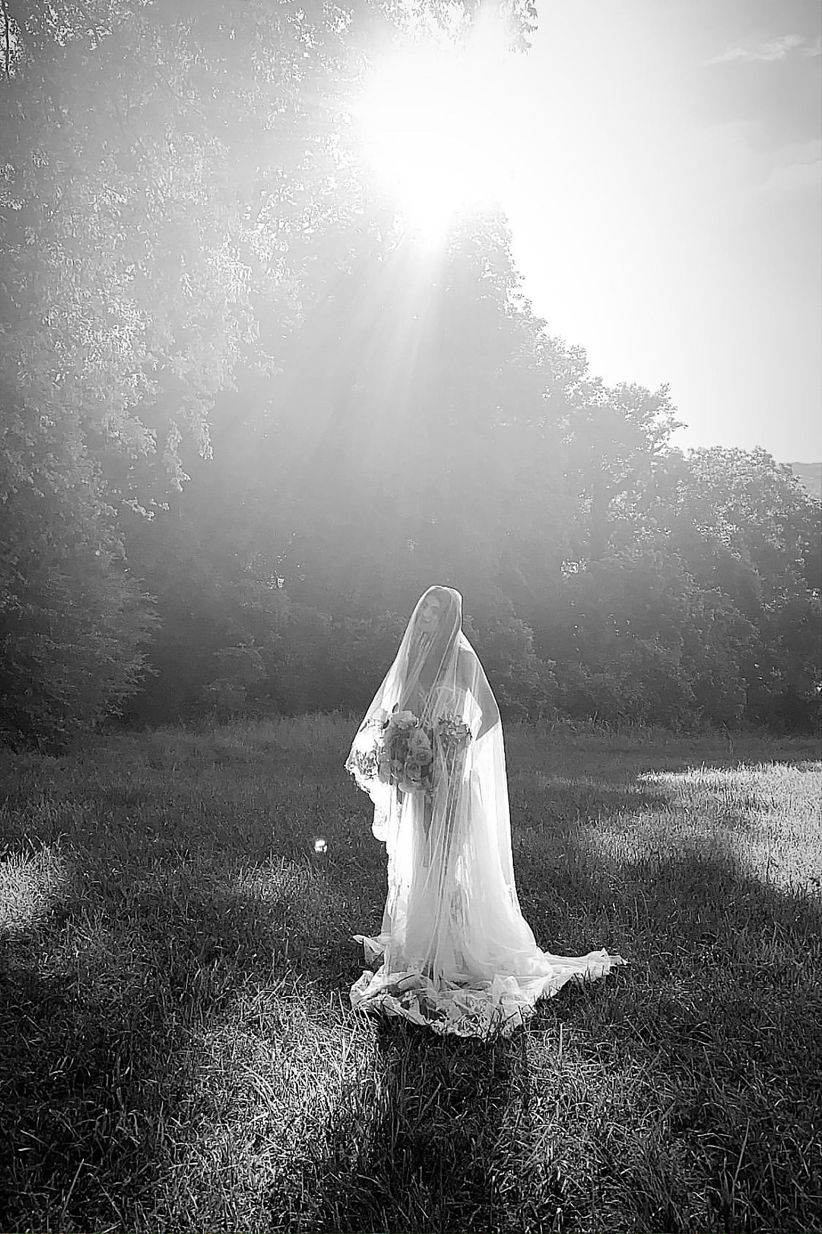 Antibes Chantilly French Lace Wedding Veil in Ivory - Elegant Bridal Accessory for Church Ceremony & Romantic Photoshoots