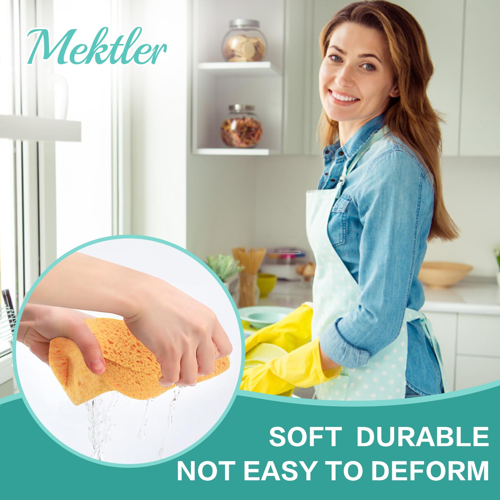 2 Pack Extra Large Kitchen Sponges - Reusable & Biodegradable Cellulose Sponges for Washing Dishes, Non-Scratch Heavy Duty Cleaning Sponges for Kitchen, Bathroom, Countertops & Household Cleaning | Eco-Friendly & Super Absorbent