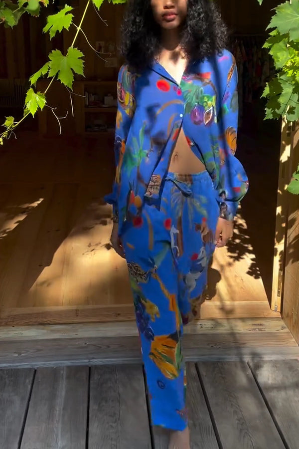 Stylish Floral Print Long Sleeve Blouse with Elastic Waist Wide Leg Pants Set - Women's Casual Outfit for Work, Date Night & Spring Fashion