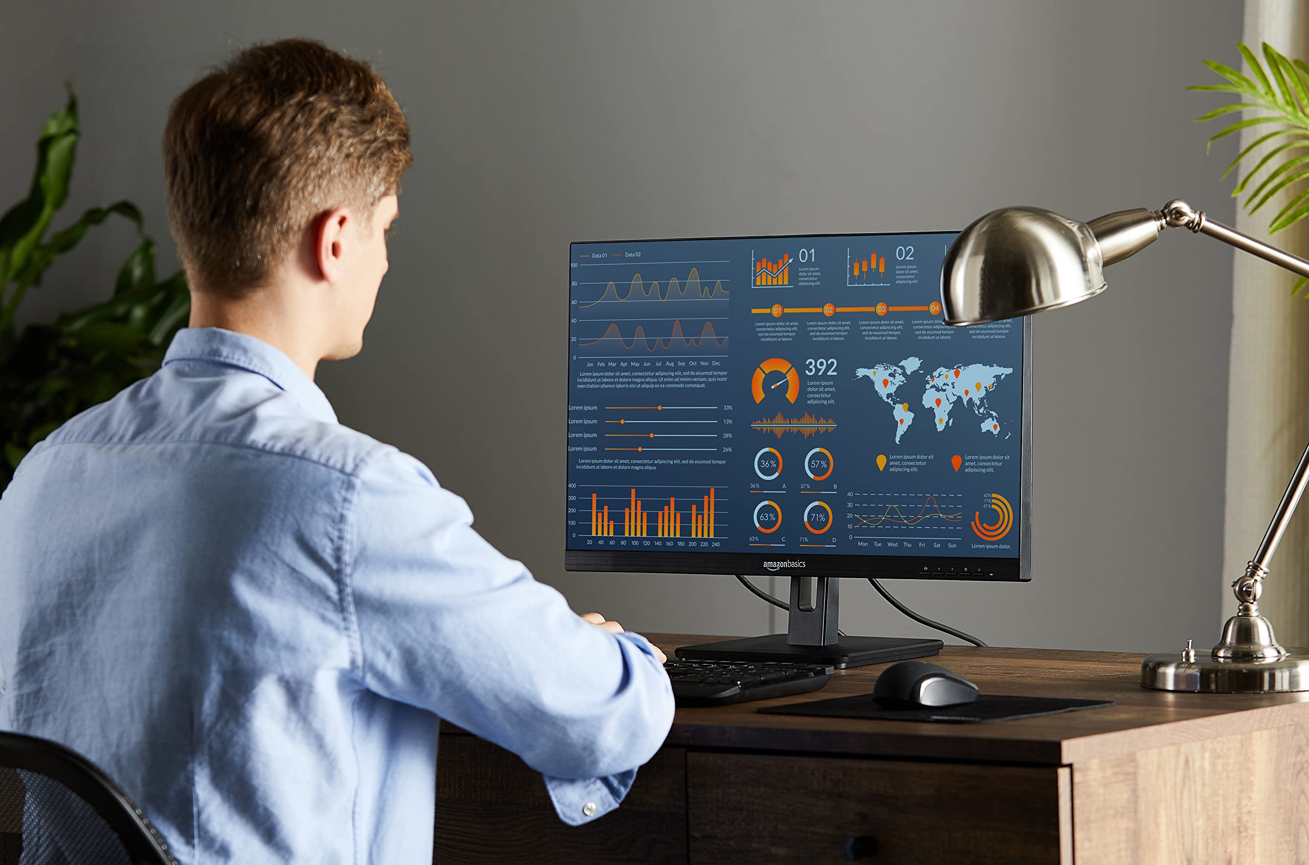 Amazon Basics 27-inch IPS Monitor - 75Hz Refresh Rate, FHD 1080P, HDMI/DisplayPort/VGA, VESA Mount, Built-in Speakers - Ideal for Home Office, Gaming & Productivity (Black)