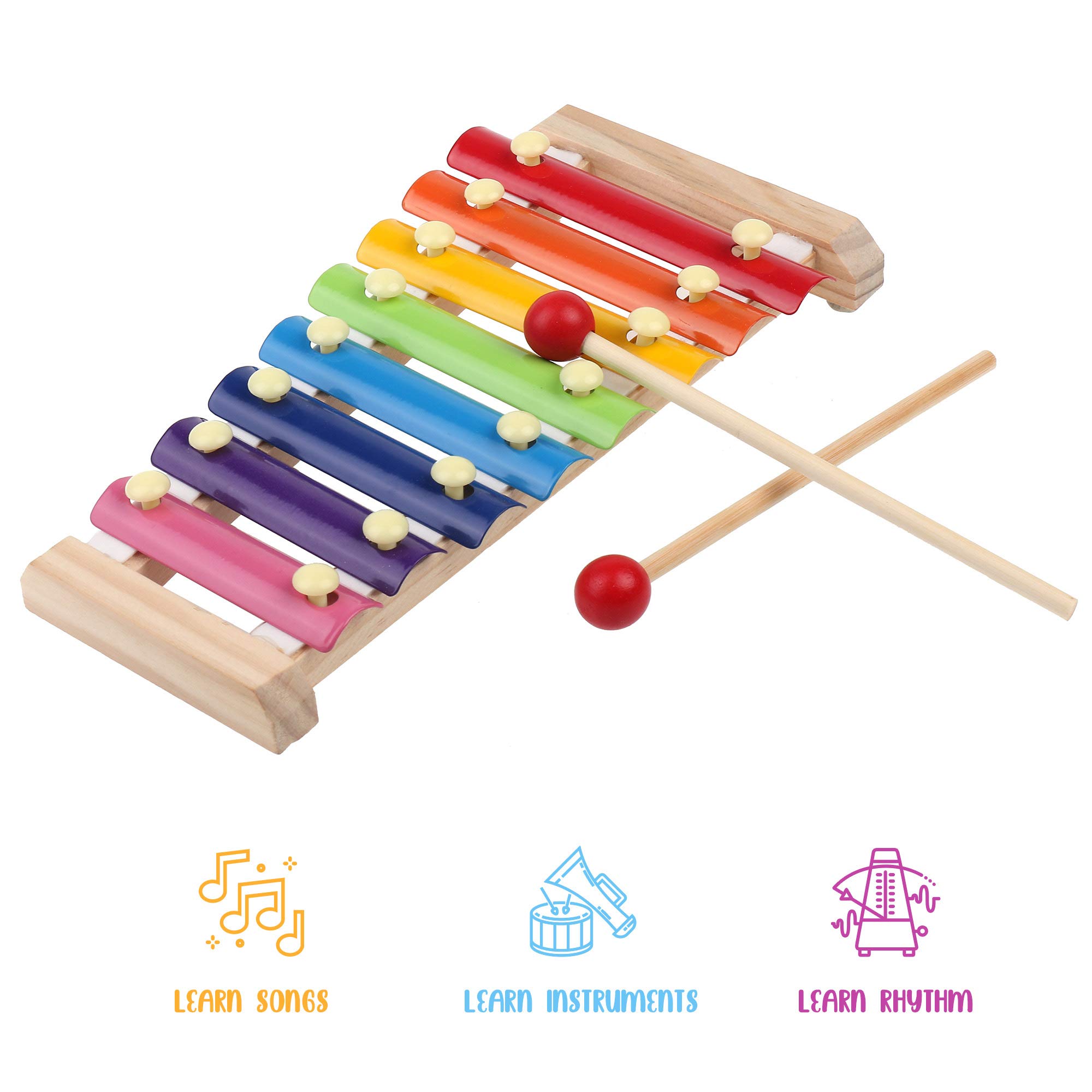 Boxiki Kids Musical Instrument Set - Rhythm & Music Education Toys for Toddlers & Children | Natural Wooden Percussion Kit with Carrying Case | Perfect for Preschool Learning, Birthday Gifts & Family Music Time