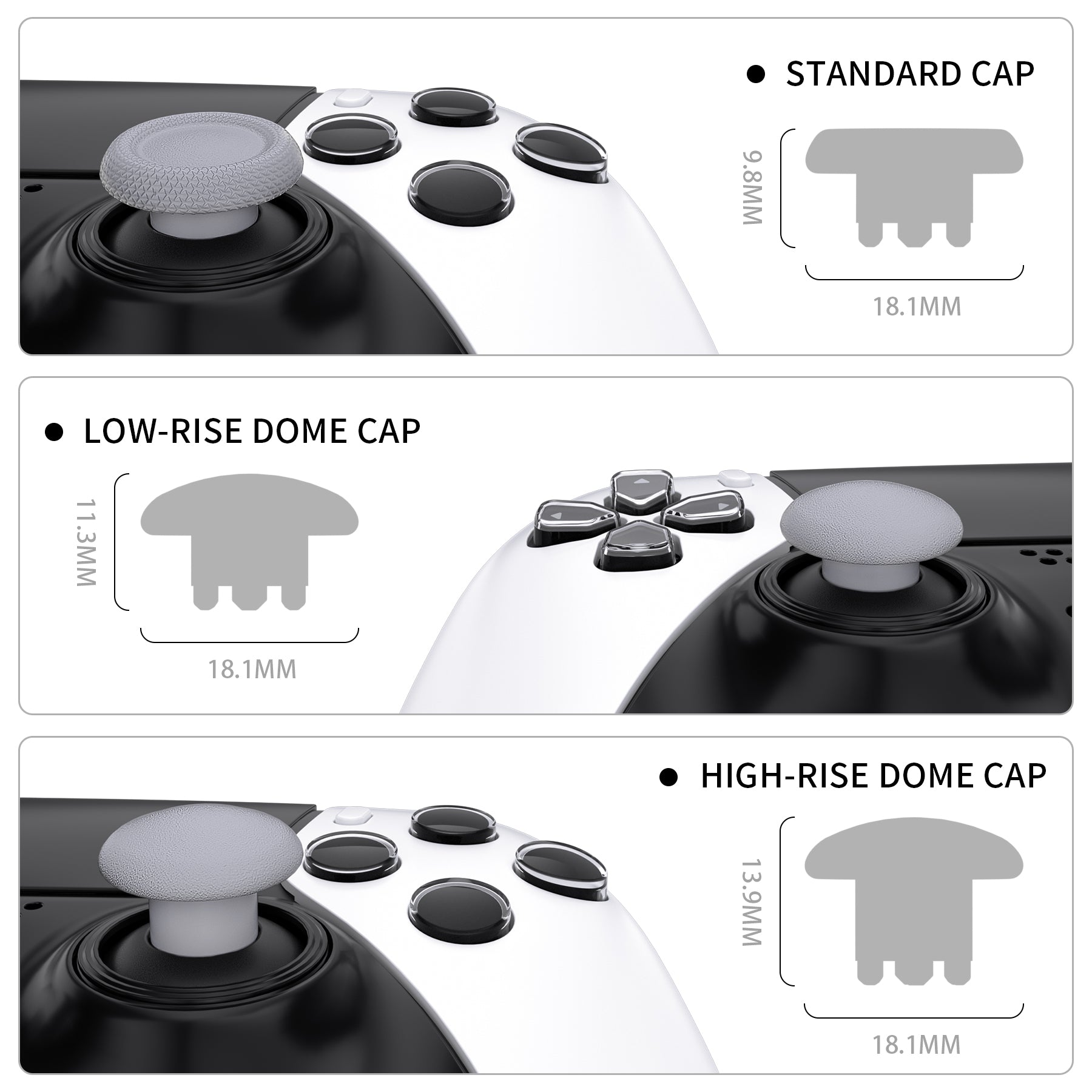 eXtremeRate New Hope Gray Replacement Thumbsticks for PS5 Edge Controller - Interchangeable Analog Stick Caps (Controller & Base Not Included) - Perfect for Gaming, Customization & Enhanced Grip