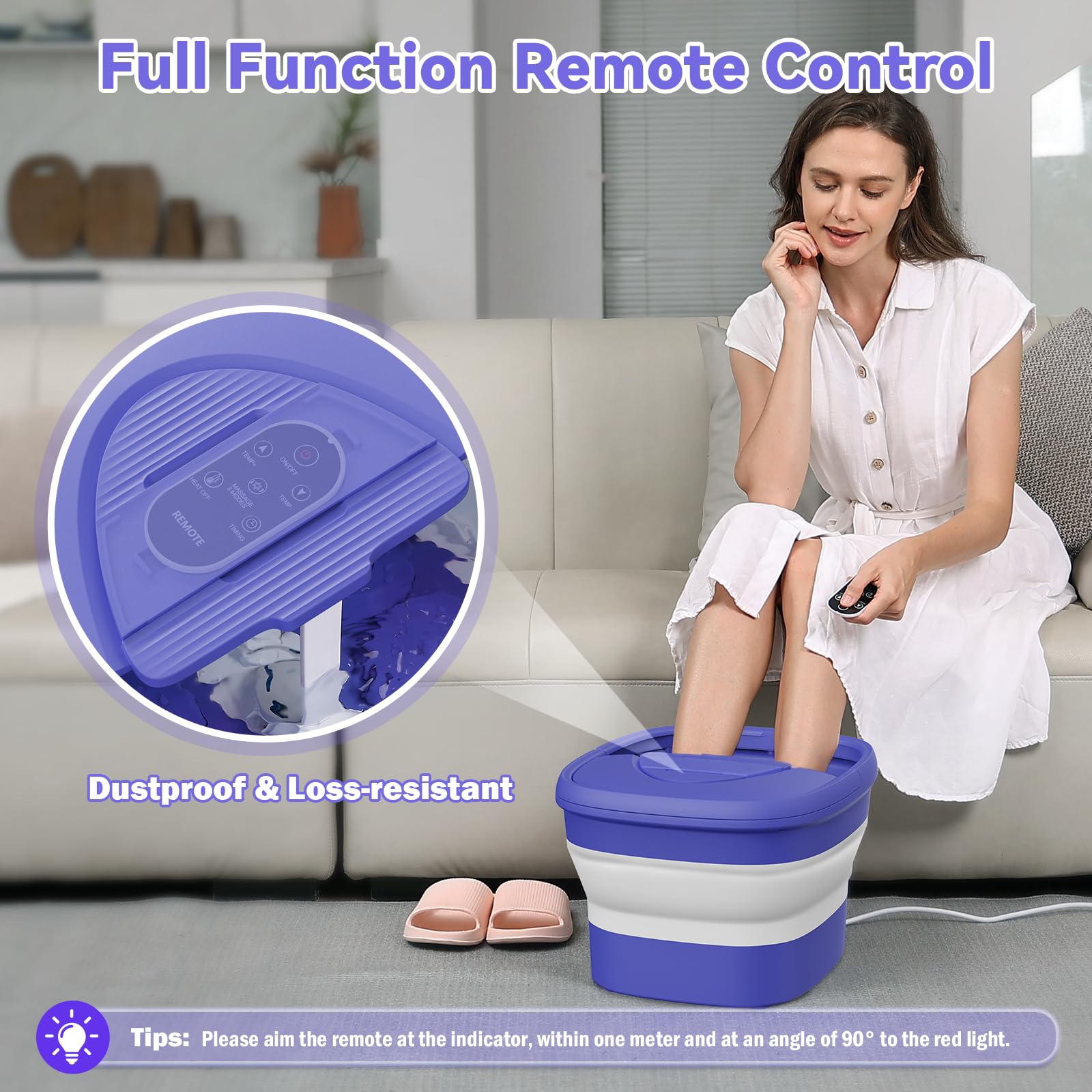 Collapsible Foot Spa Massager with Heat - 24 Shiatsu Massage Balls, Remote Control & Timer - Hot/Cold Water Soaking Tub for Relaxation & Pain Relief - Perfect for Home Spa, Post-Workout Recovery & Gift Giving