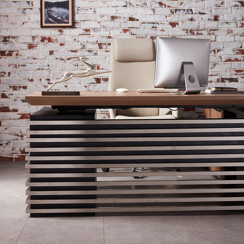 PHOENIX Executive L-Shaped Desk with Left Return 1.8M (70.8 Inches) - Warm Oak & Black Finish - Modern Home Office Furniture for Professionals & Remote Workers