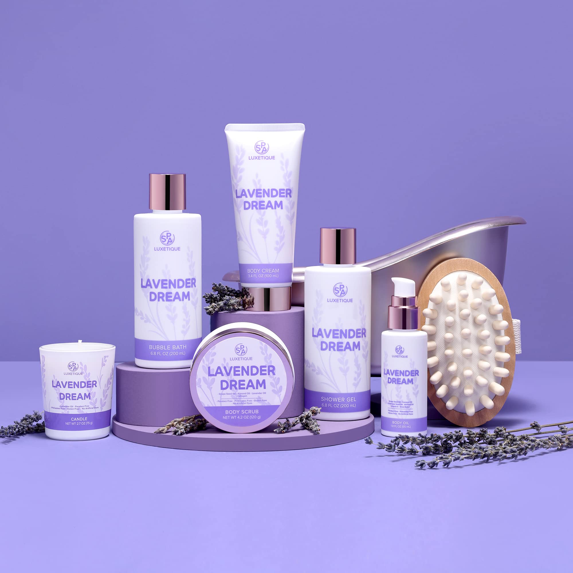 Luxury 8-Piece Lavender Spa Gift Set for Women - Relaxing Self Care Kit with Bath Salts, Candles & More - Perfect for Birthday, Anniversary & Mother's Day Gifts