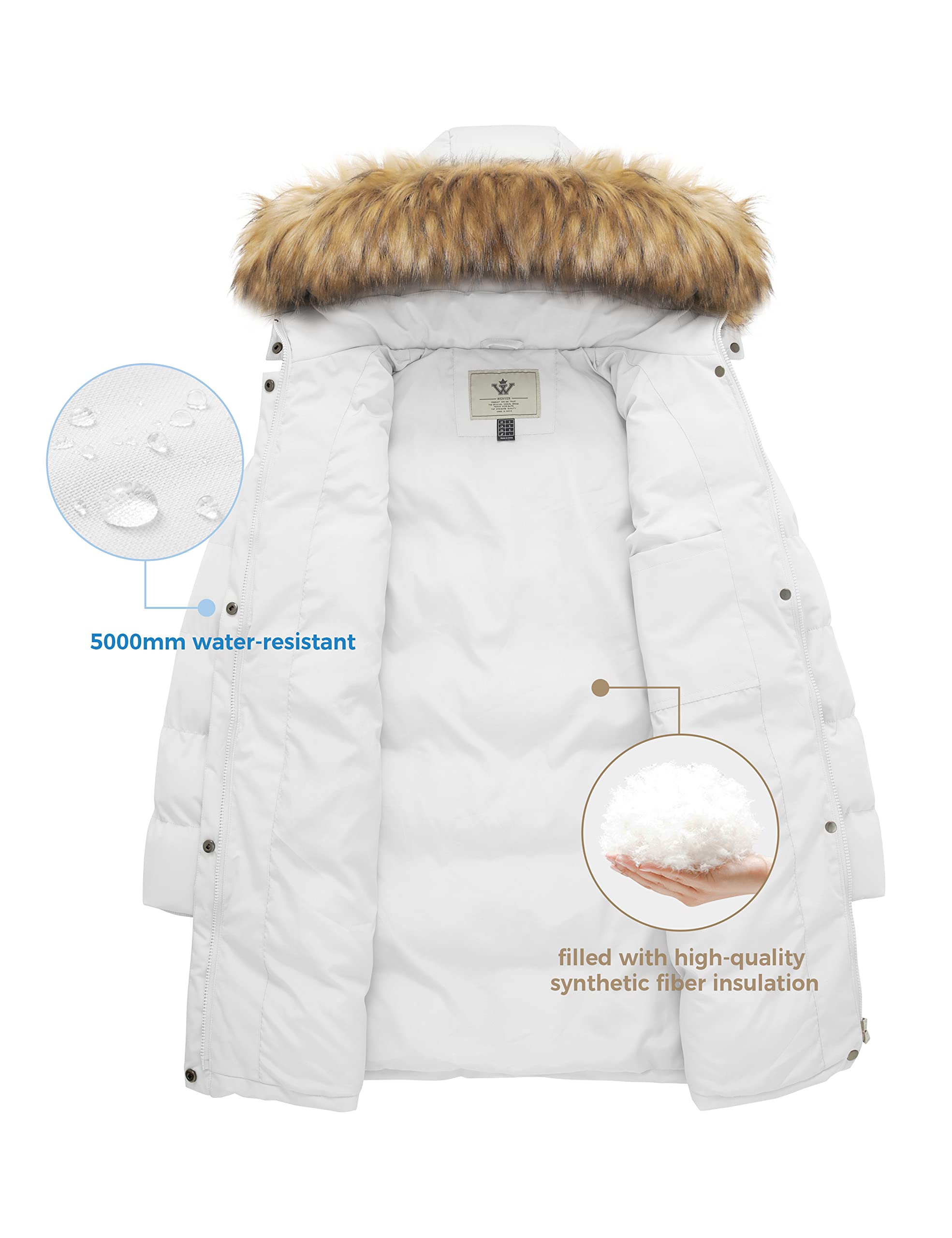 WenVen Women's Winter Thickened Puffer Coat - Warm Faux Fur Hooded Jacket with Detachable Hood | Cold Weather Outerwear for Snow, Skiing & Daily Winter Fashion