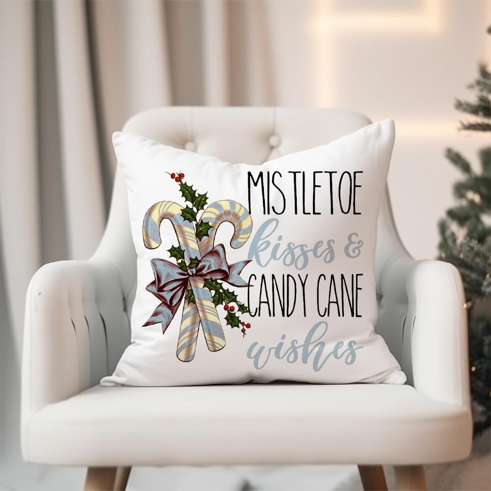Christmas Pillow Covers Set of 4 - 16x16 Inch Holiday Decor with Snowflake, Santa, Snowman & Deer Designs - Blue Winter Throw Pillow Cases for Couch, Bed & Home Decor - Perfect for Xmas, Winter & Holiday Season