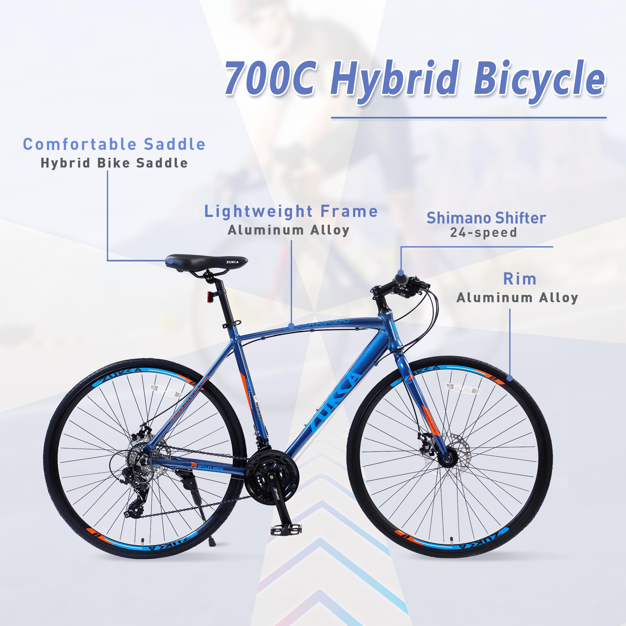 **MEGHNA 700C Road Bike - 24 Speed, Dual Disc Brake, Flat Handlebar Hybrid Commuter Bike for Men, Women & Teens - Perfect for City Riding, Fitness & Daily Commutes**