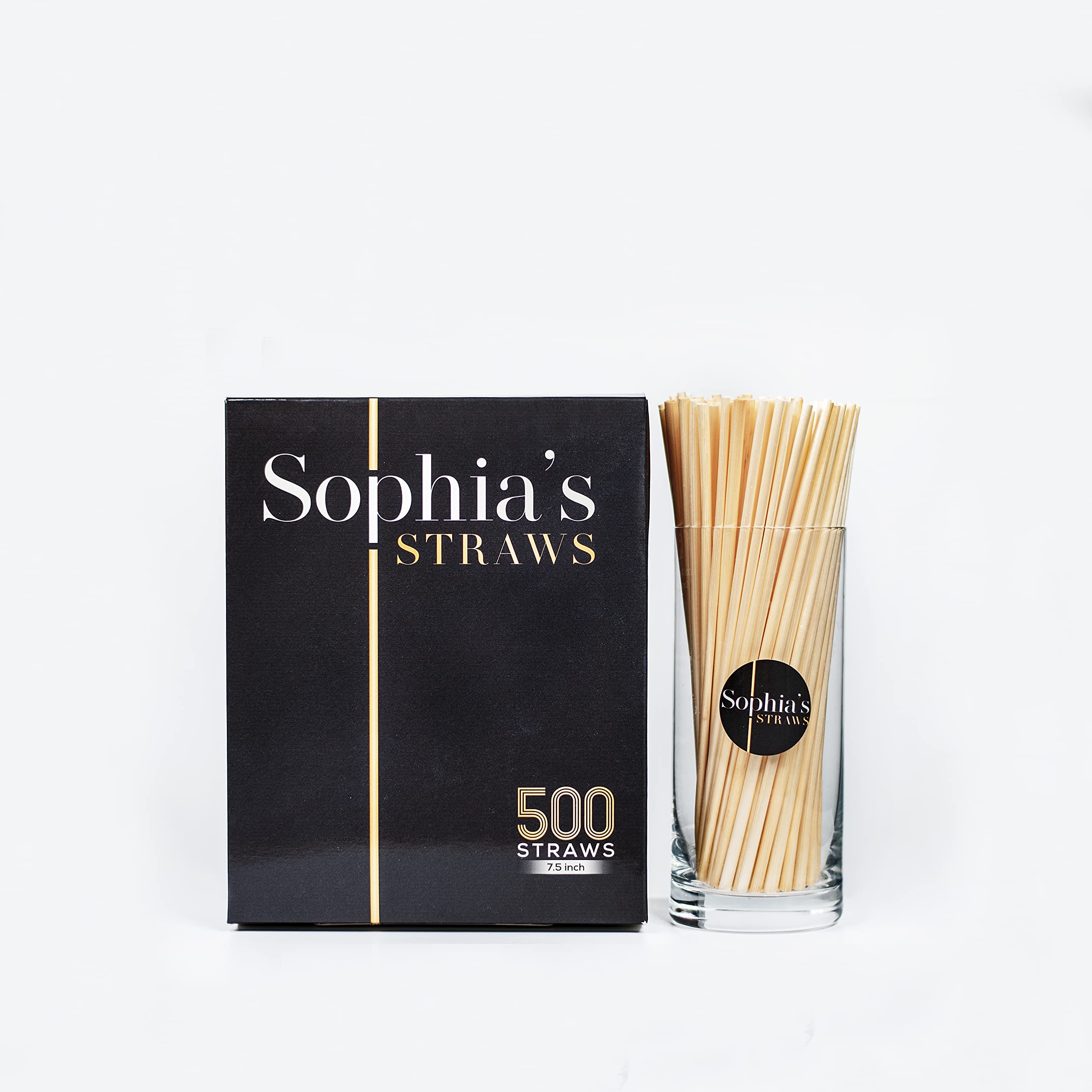 Sophia's Straws 7.5 Inch Natural Hay Drinking Straws | 500 Count Eco-Friendly Disposable Straws for Smoothies, Cocktails & Parties - Biodegradable & Sustainable Alternative to Plastic