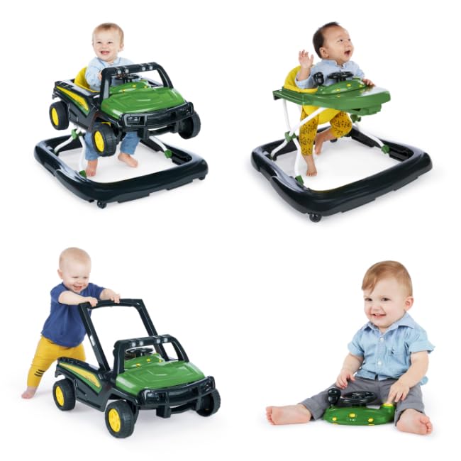 Bright Starts John Deere 4-in-1 Gator Green Baby Activity Center & Push Walker with Removable Interactive Steering Wheel Toy - Developmental Learning Toy for Infants 6 Months and Up - Perfect for Playtime, Early Walking Practice & Motor Skills Development