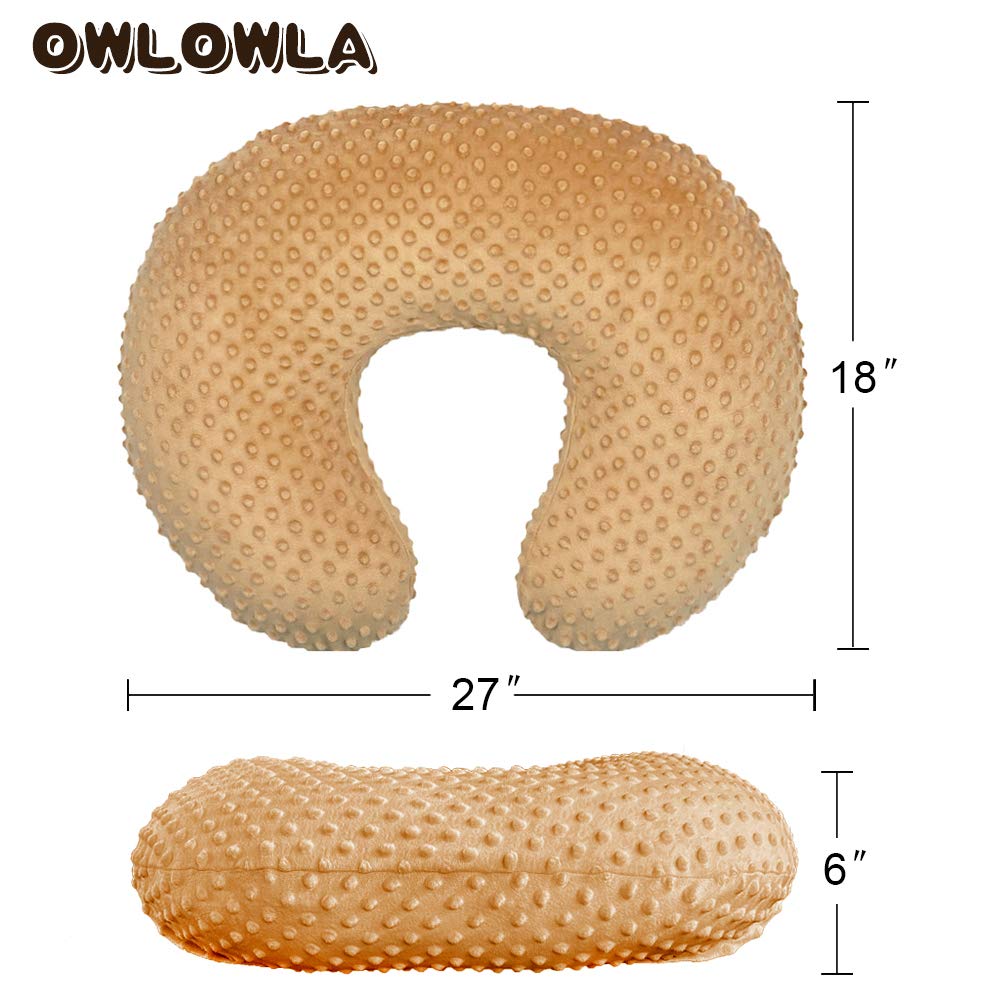 Owlowla Minky Nursing Pillow Cover - Soft Breastfeeding Pillow Slipcover for Baby Boy & Girl (Caramel) | Perfect for Nursing, Bottle Feeding & Comforting Newborns