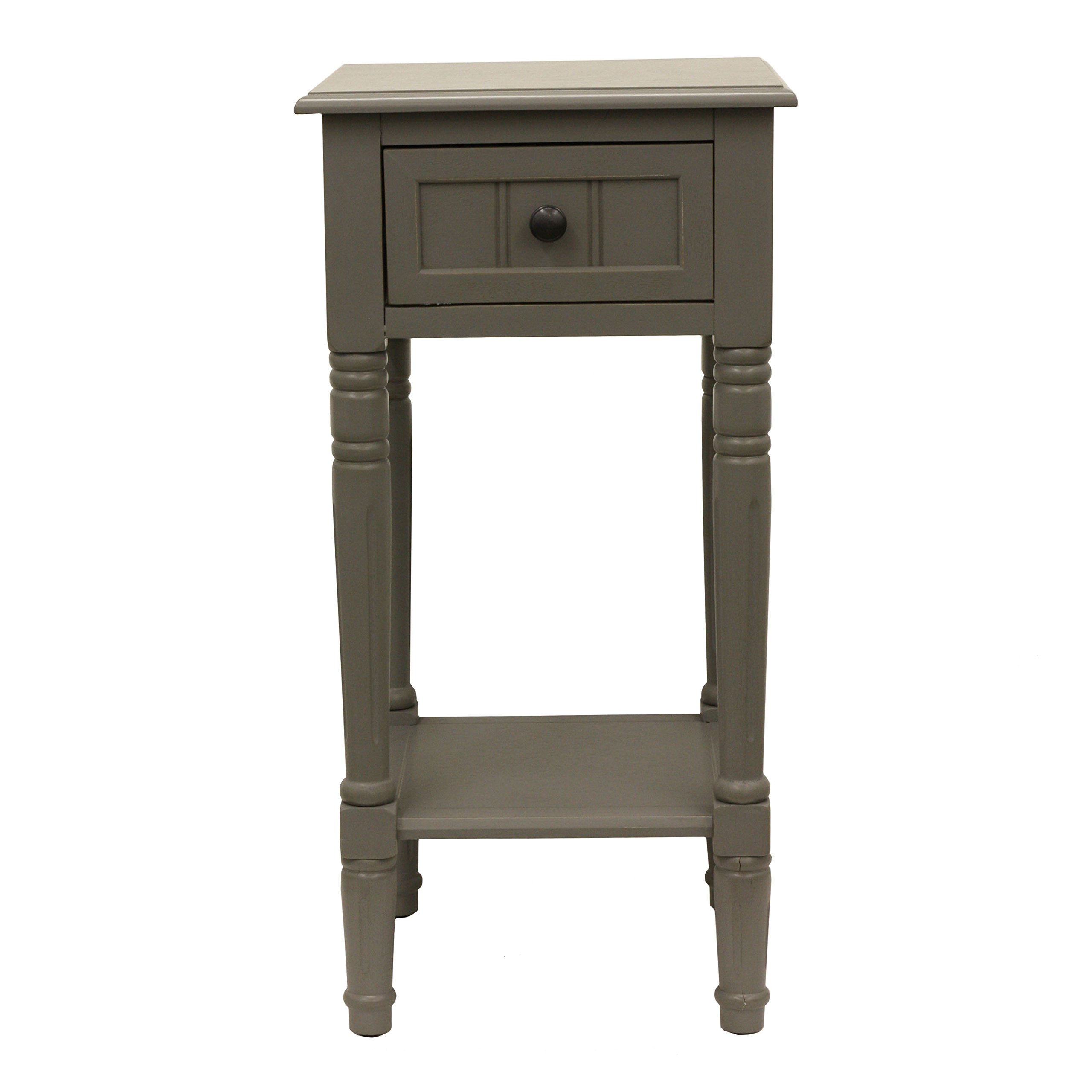 Decor Therapy Simplify 1-Drawer Accent Table with Eased Edge in Grey - Perfect for Living Room, Bedroom or Office Side Table