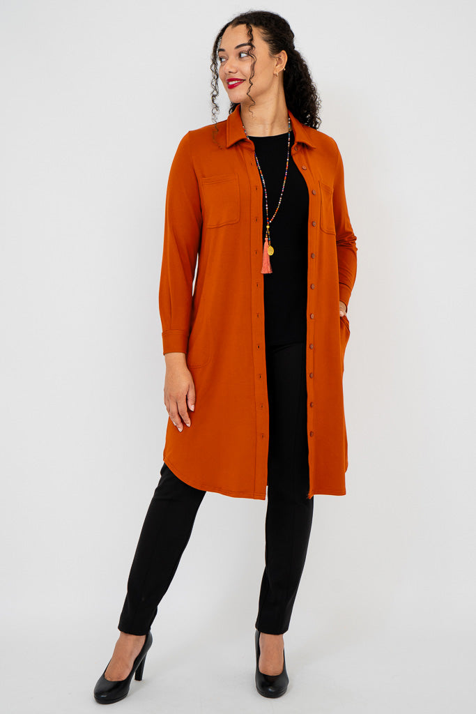 Premium Lois Duster Coat in Elegant Copper & Bamboo Colors - Stylish Outerwear for Women | Perfect for Fall Fashion, Office Wear & Casual Outings