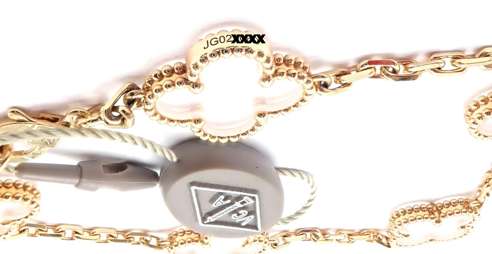 Van Cleef & Arpels 18k Yellow Gold 5 Motif Alhambra Rock Crystal Bracelet with Certificate - Luxury Jewelry for Women, Perfect for Weddings, Parties & Special Occasions