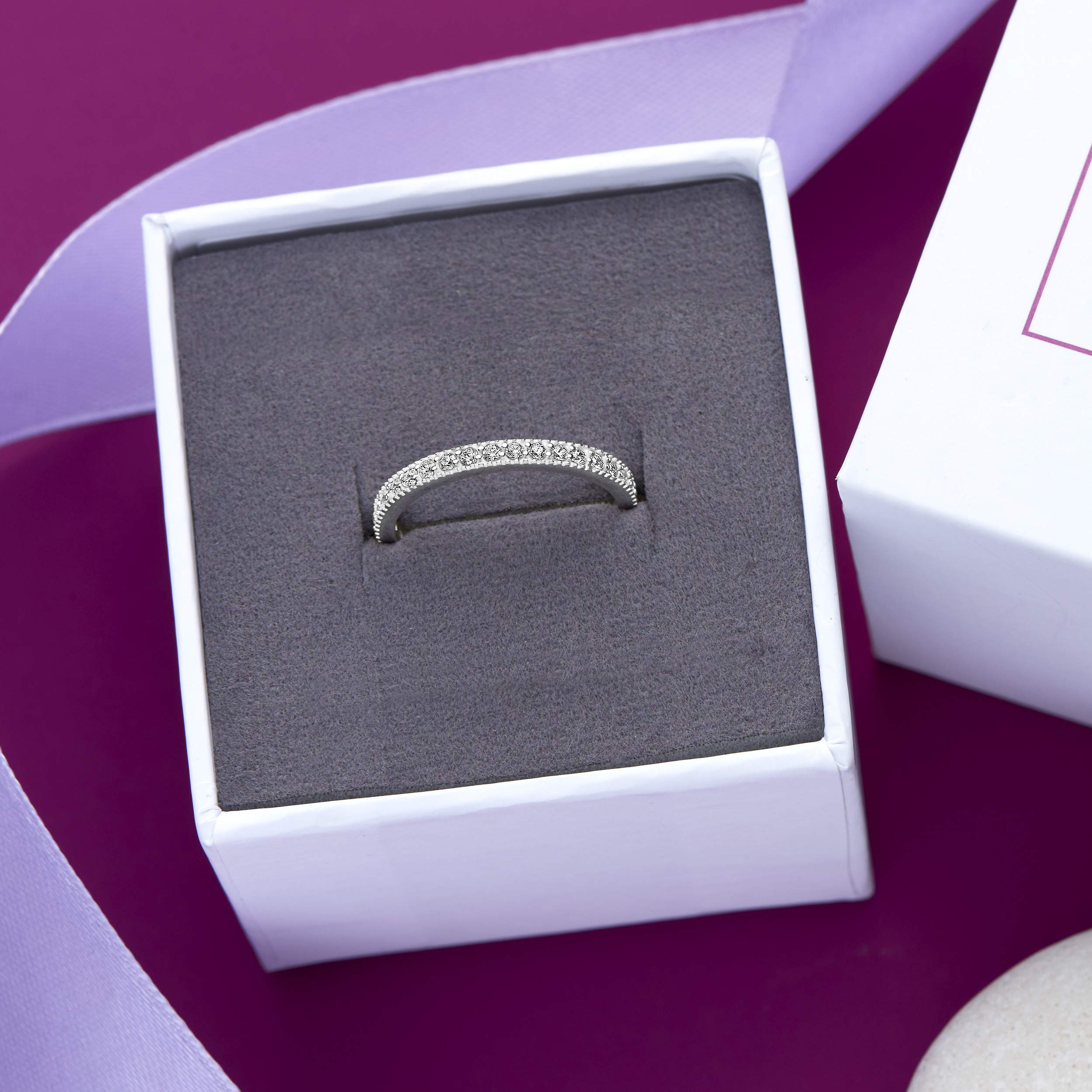 Sterling Silver Stackable CZ Eternity Rings for Women - Cubic Zirconia Wedding Bands Size 5-9 - Promise Rings for Girlfriend, Teen Girls & Her - Perfect for Anniversaries, Engagements & Everyday Wear