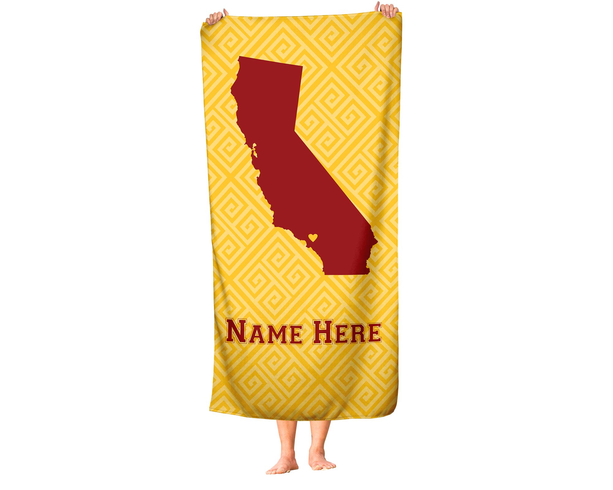 Custom State Pride Beach & Bath Towel - Personalized Medium & Large Towels for Adults & Kids - California & Los Angeles Themed - Perfect for College Football, Basketball Fans, Beach Trips & Pool Parties