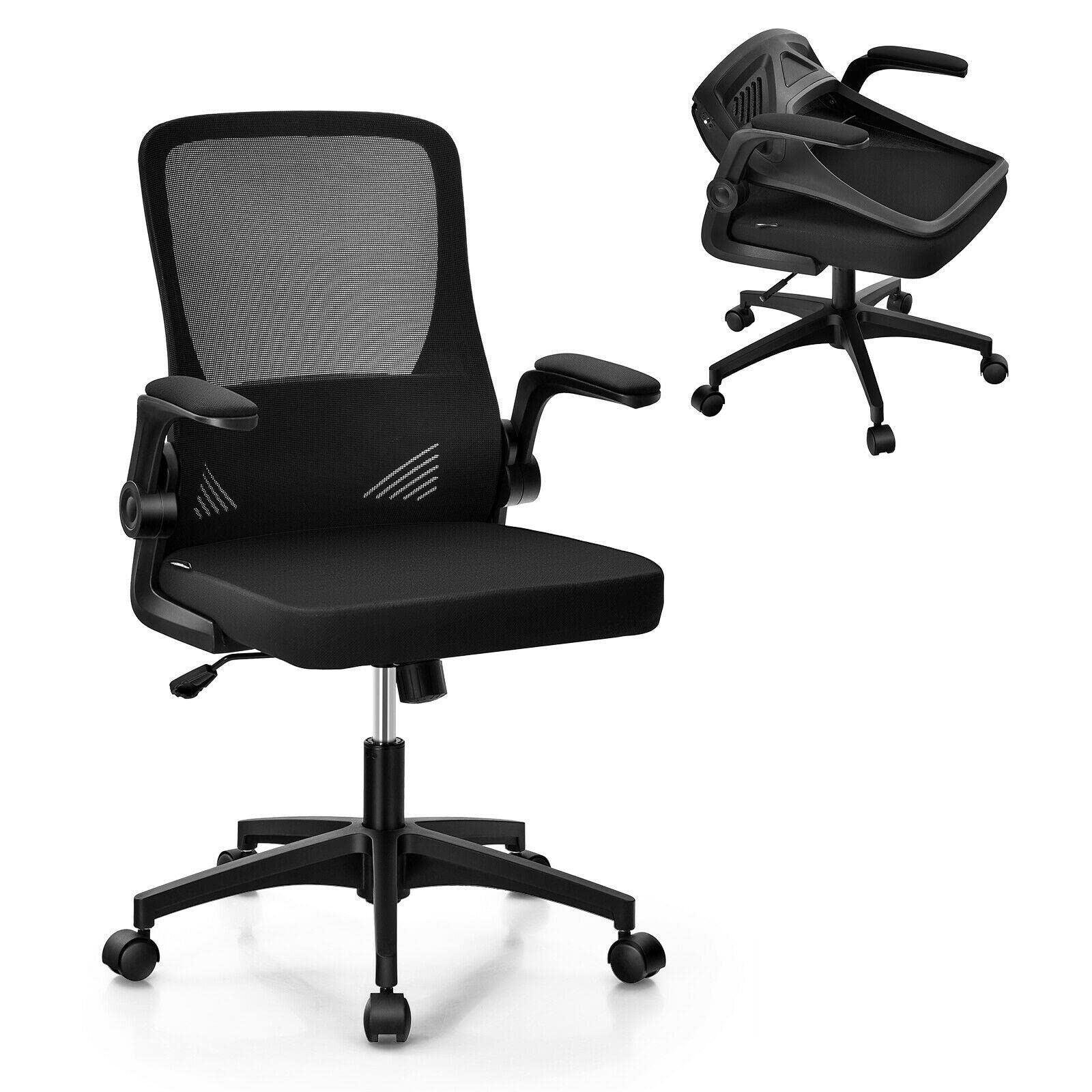 Ergonomic Mesh Office Chair with Flip-Up Arms & Foldable Backrest - Breathable Swivel Computer Desk Chair for Gaming, Home Office & Work